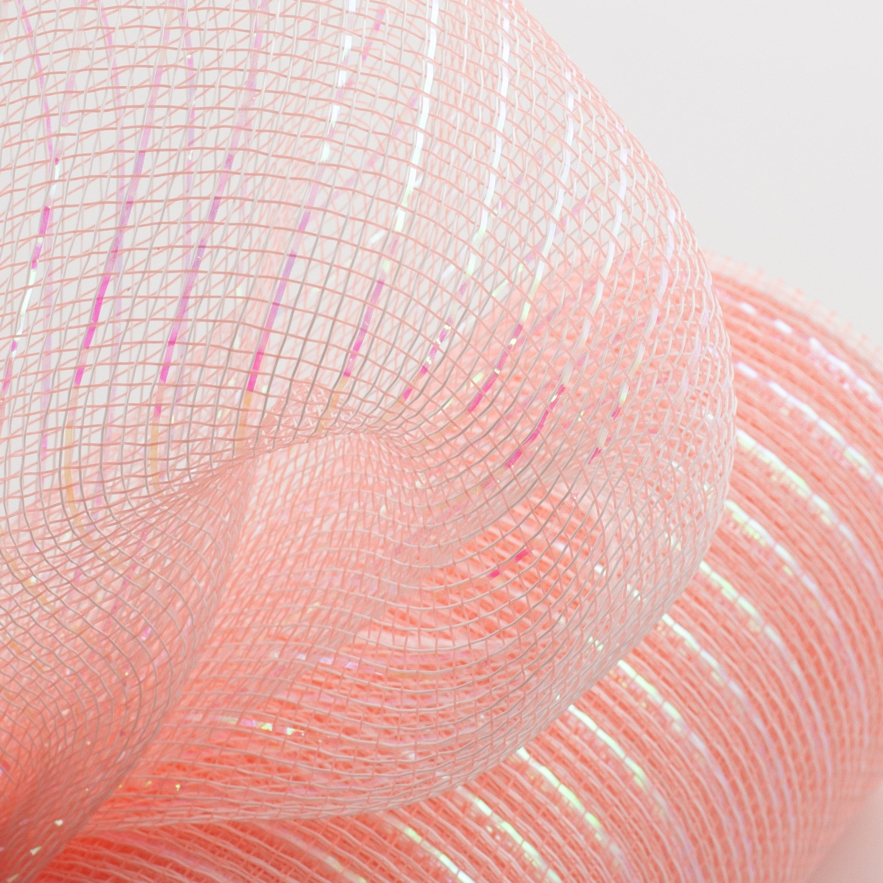 10" Iridescent Foil Mesh: Pastel Coral & White Lifestyle Photo