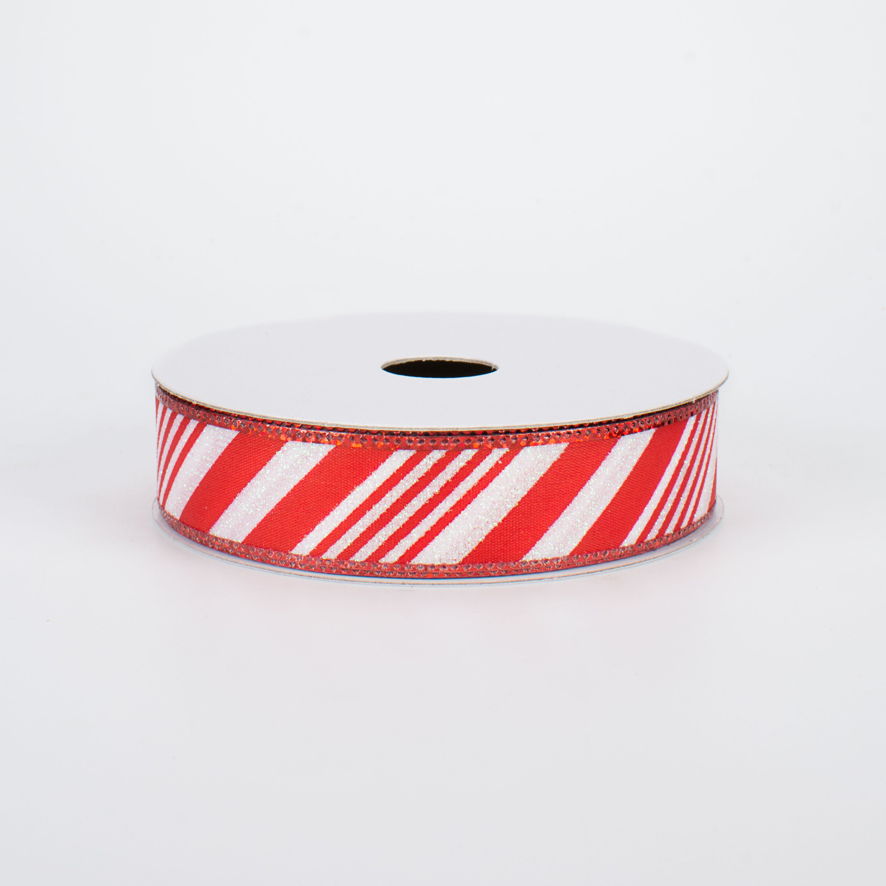 7/8" Iridescent Glitter Candy Cane Ribbon (10 Yards)