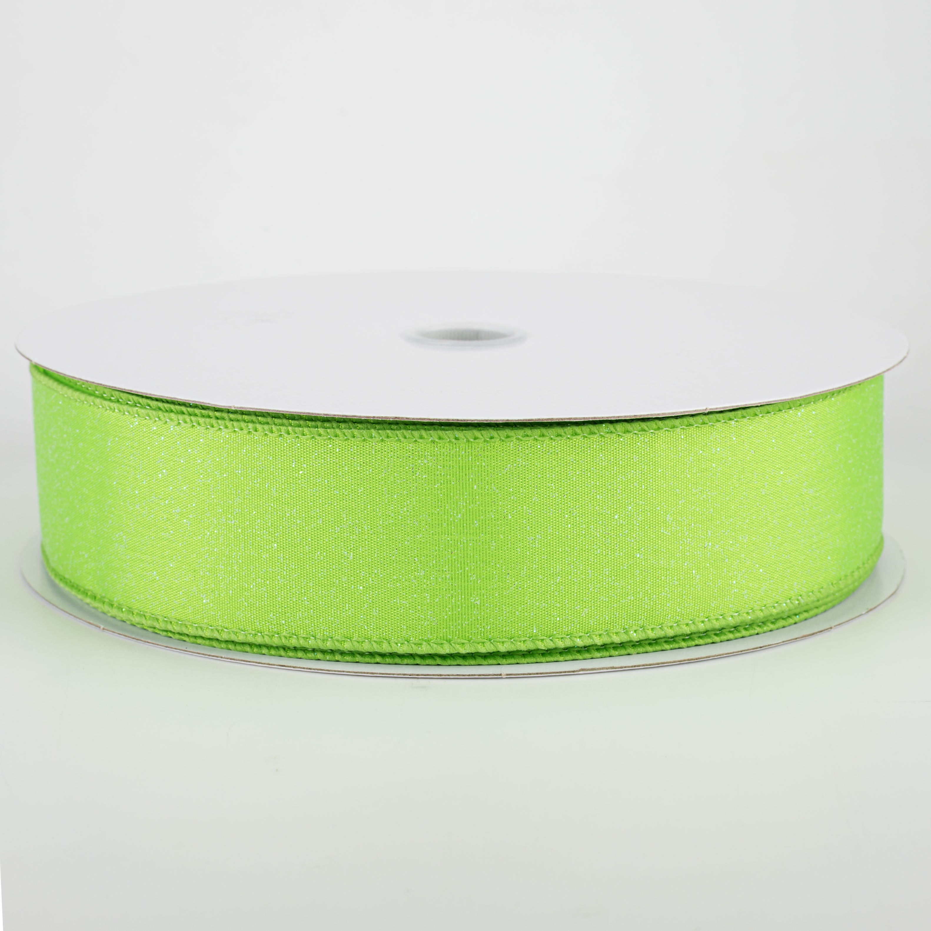 1.5" Iridescent Glitter Misted Satin Ribbon: Lime (50 Yards)