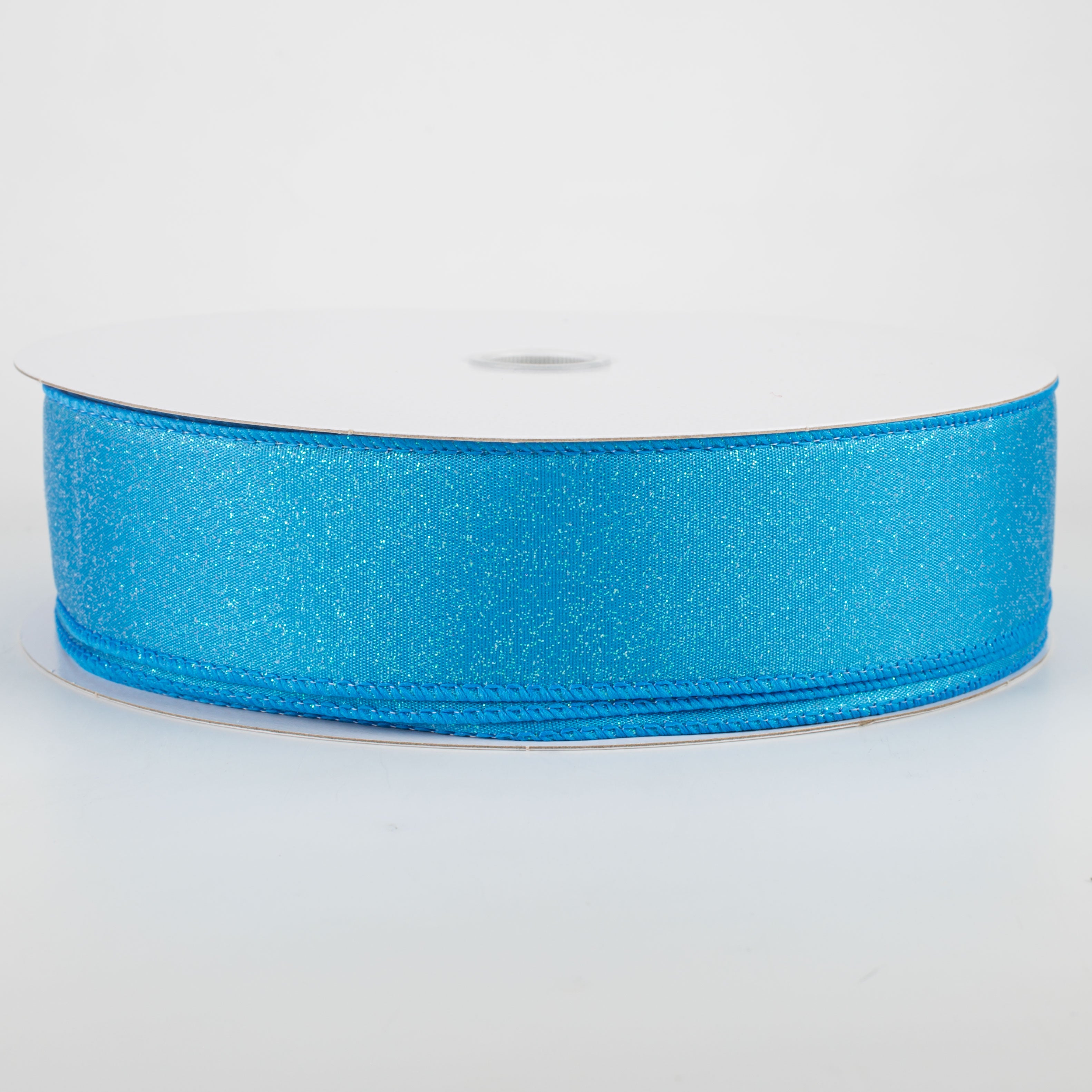 1.5" Iridescent Glitter Misted Satin Ribbon: Turquoise (50 Yards)
