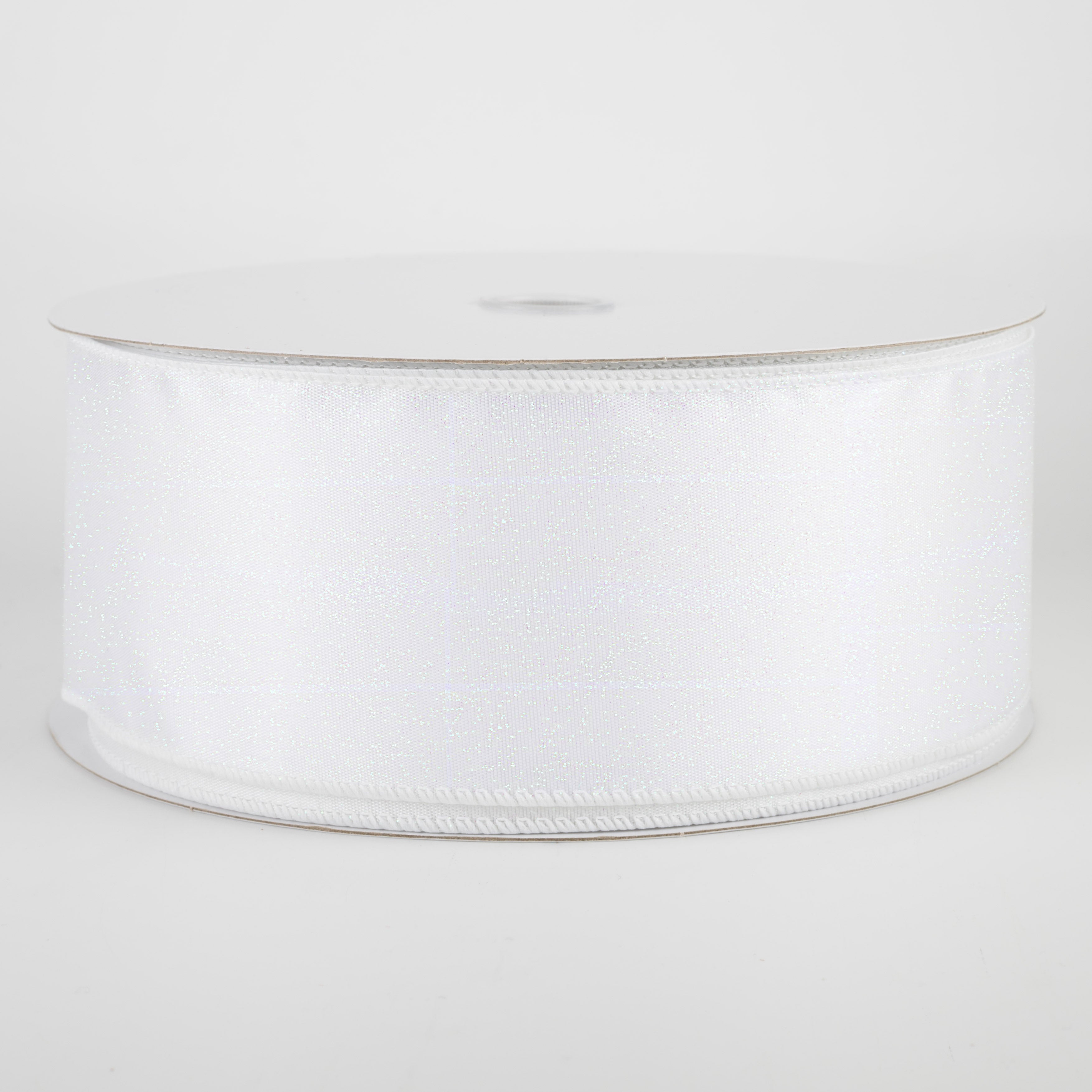 2.5" Iridescent Glitter Misted Satin Ribbon: White (50 Yards) Item Number: 841-40-120