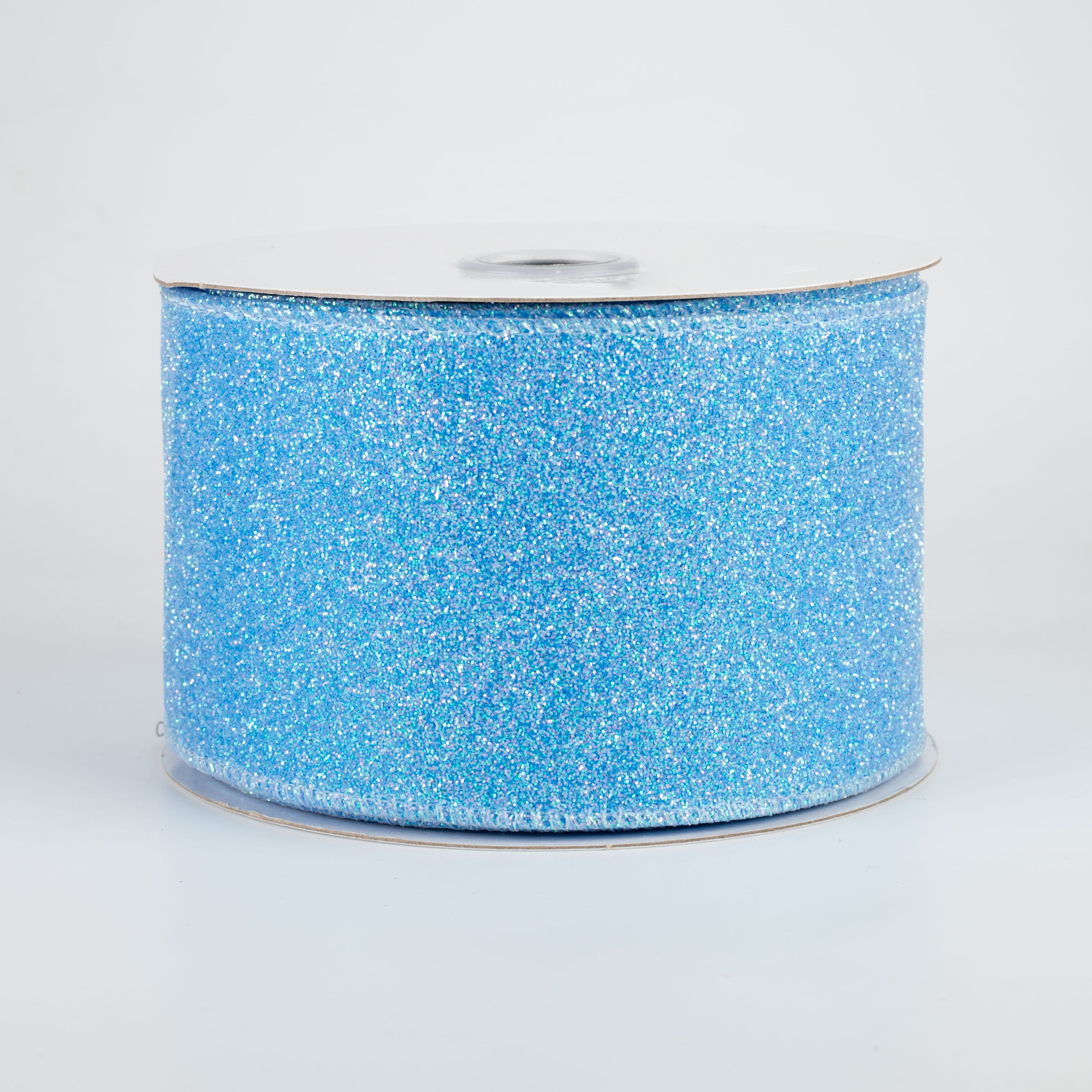 2.5" Iridescent Glitter Satin Ribbon: Blue (10 Yards)