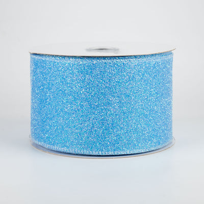 2.5" Iridescent Glitter Satin Ribbon: Blue (10 Yards)