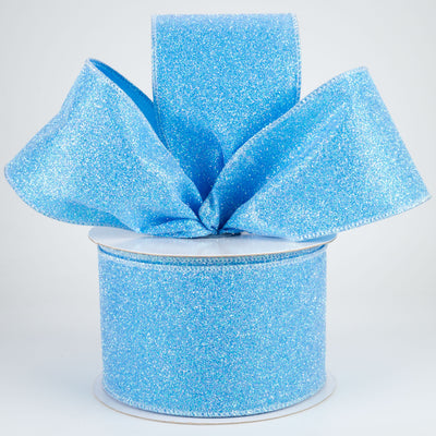2.5" Iridescent Glitter Satin Ribbon: Blue (10 Yards) Lifestyle Photo