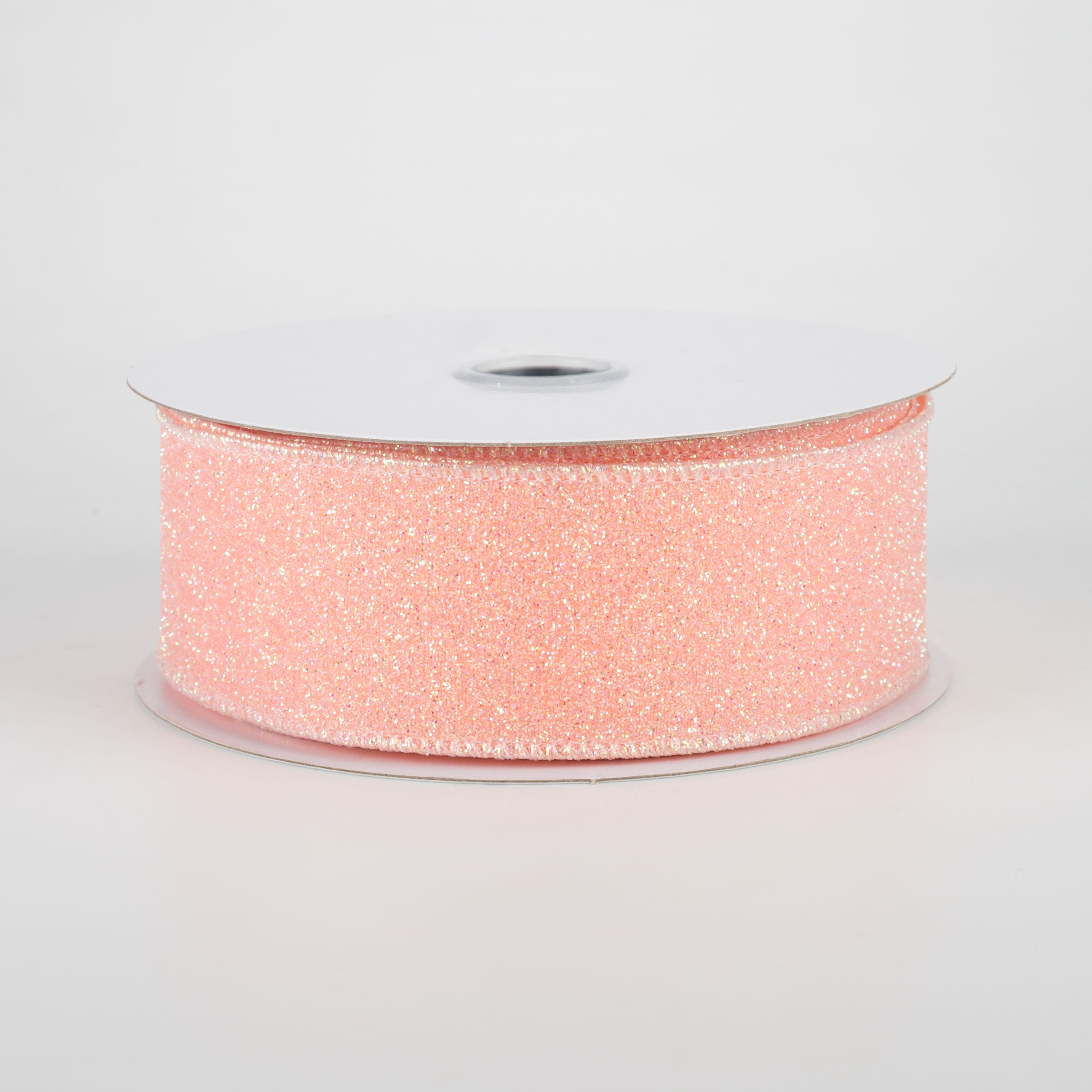1.5" Iridescent Glitter Satin Ribbon: Coral (10 Yards)