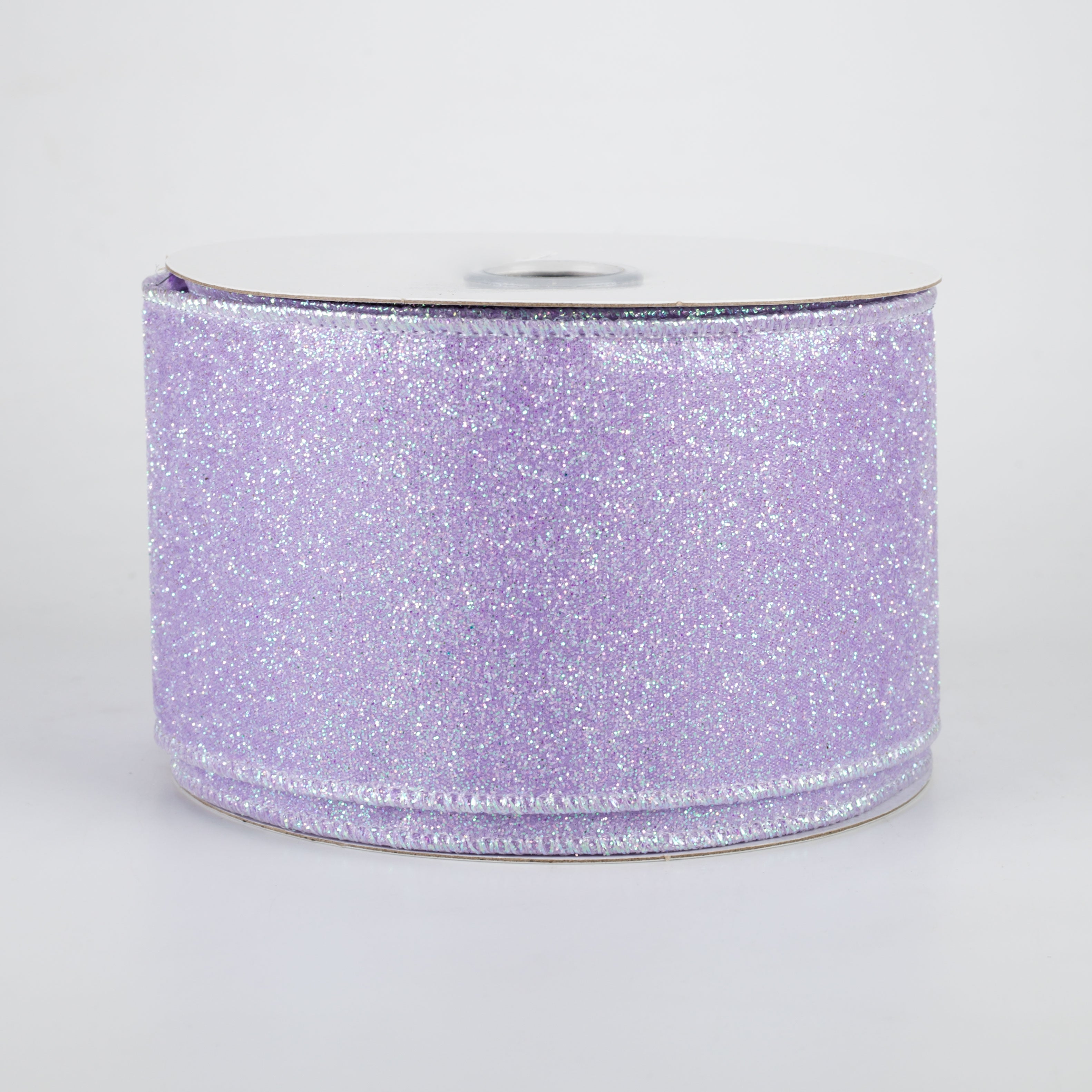 2.5" Iridescent Glitter Satin Ribbon: Lavender (10 Yards)
