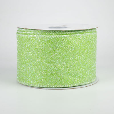 2.5" Iridescent Glitter Satin Ribbon: Lime Green (10 Yards)