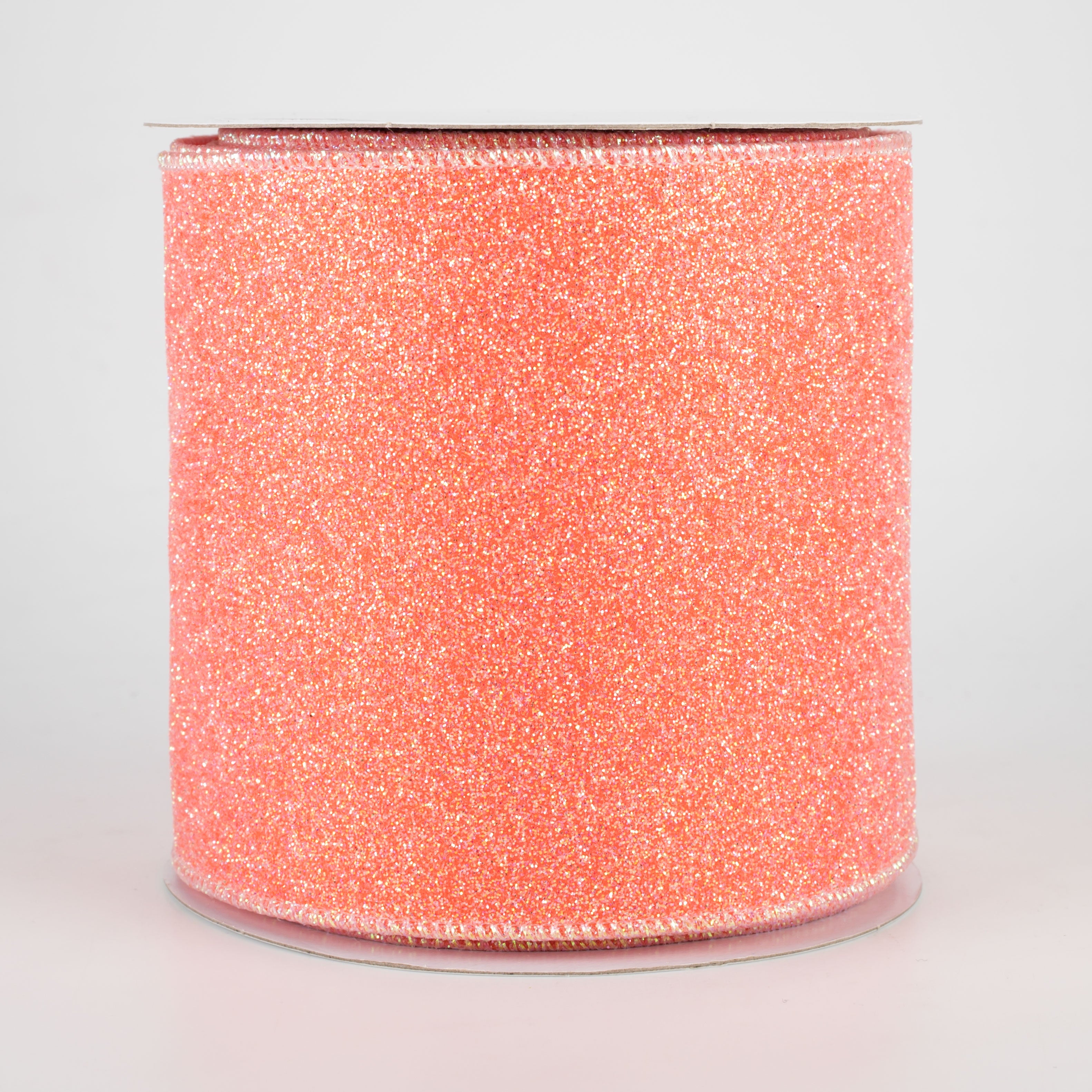 4" Iridescent Glitter Satin Ribbon: Orange (10 Yards)