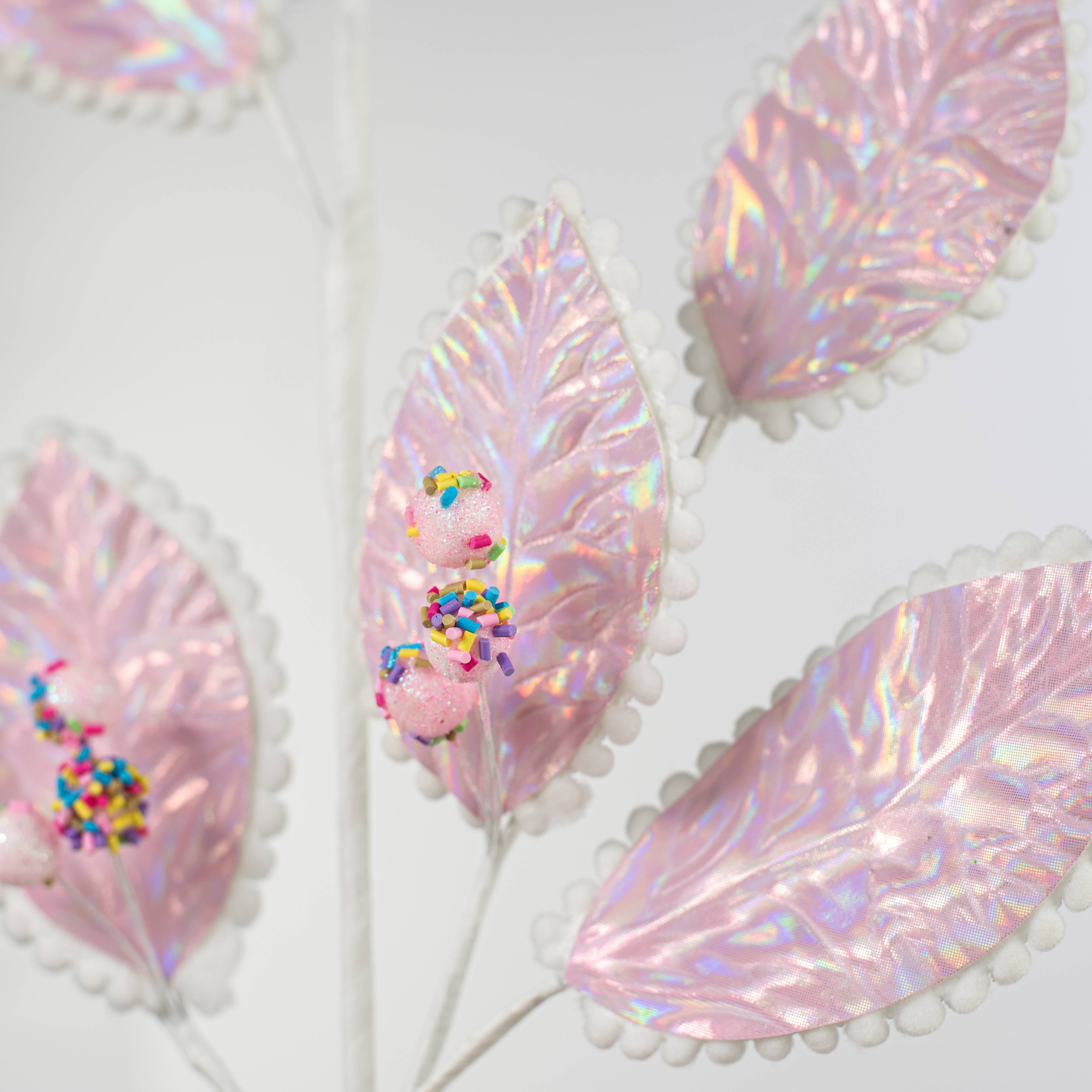 28" Iridescent Leaves & Sprinkles Spray: Pink Lifestyle Photo