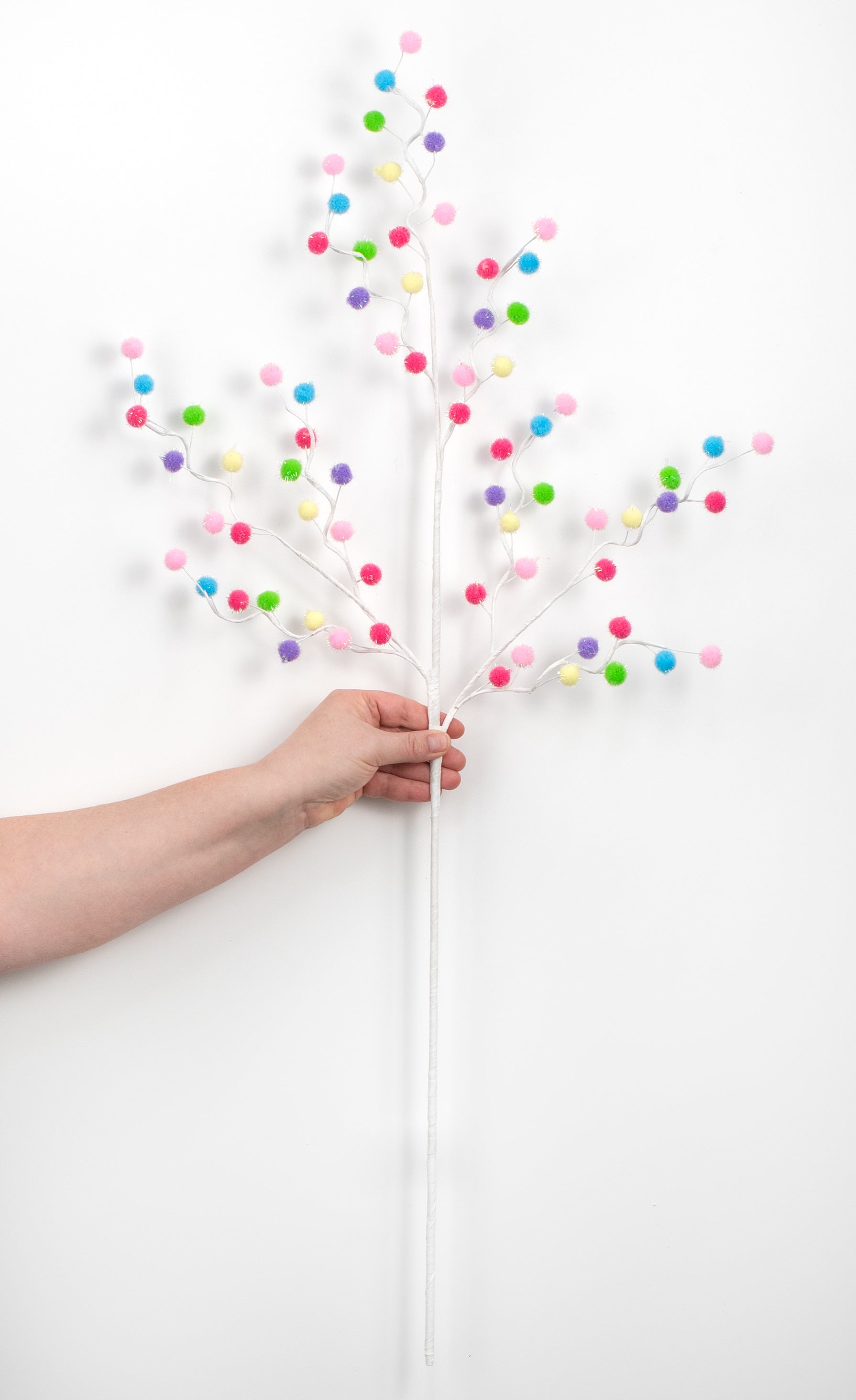 35" Iridescent Pom Pom Curly Spray: Multi-Color detail photo 3