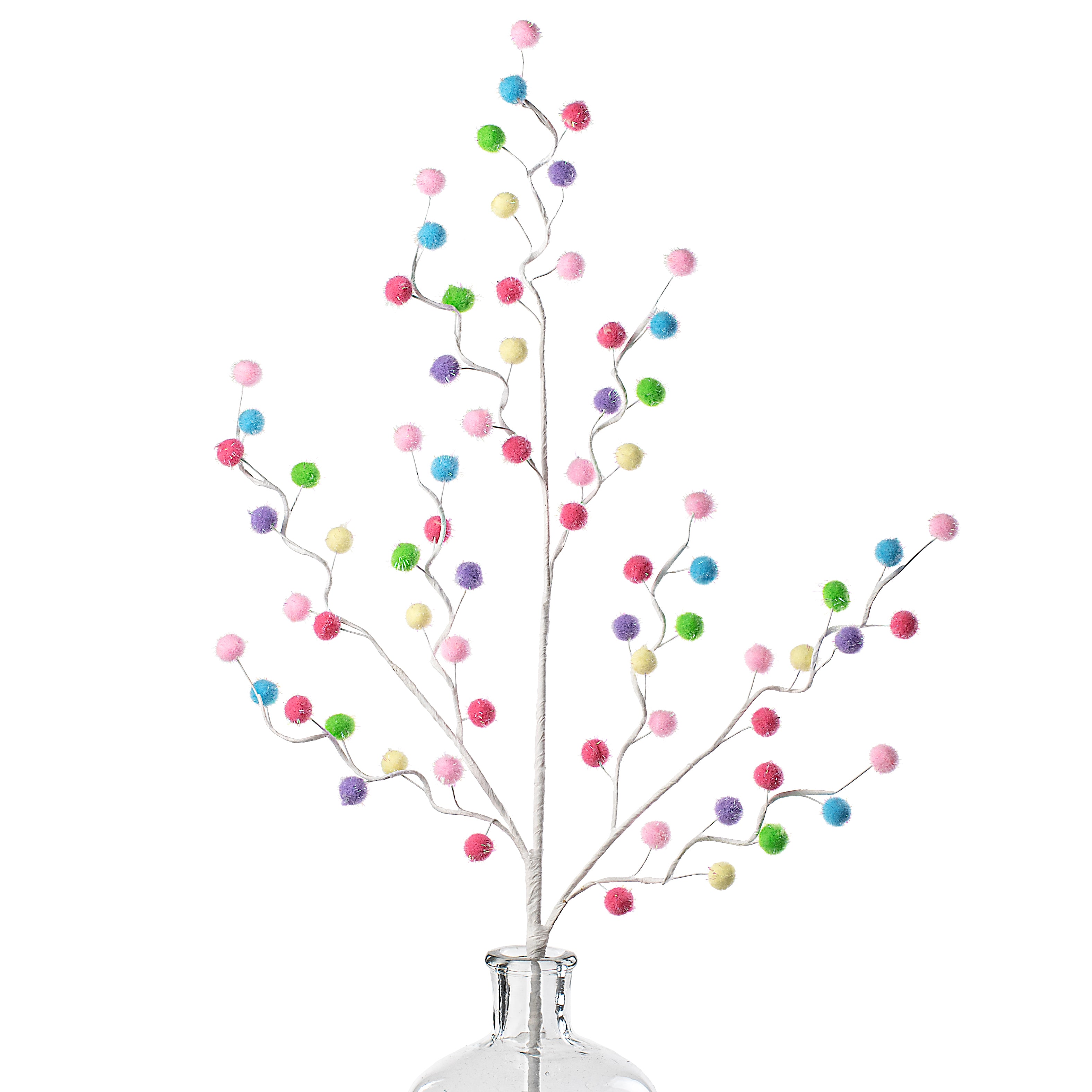 35" Iridescent Pom Pom Curly Spray: Multi-Color Item Number: HE4206