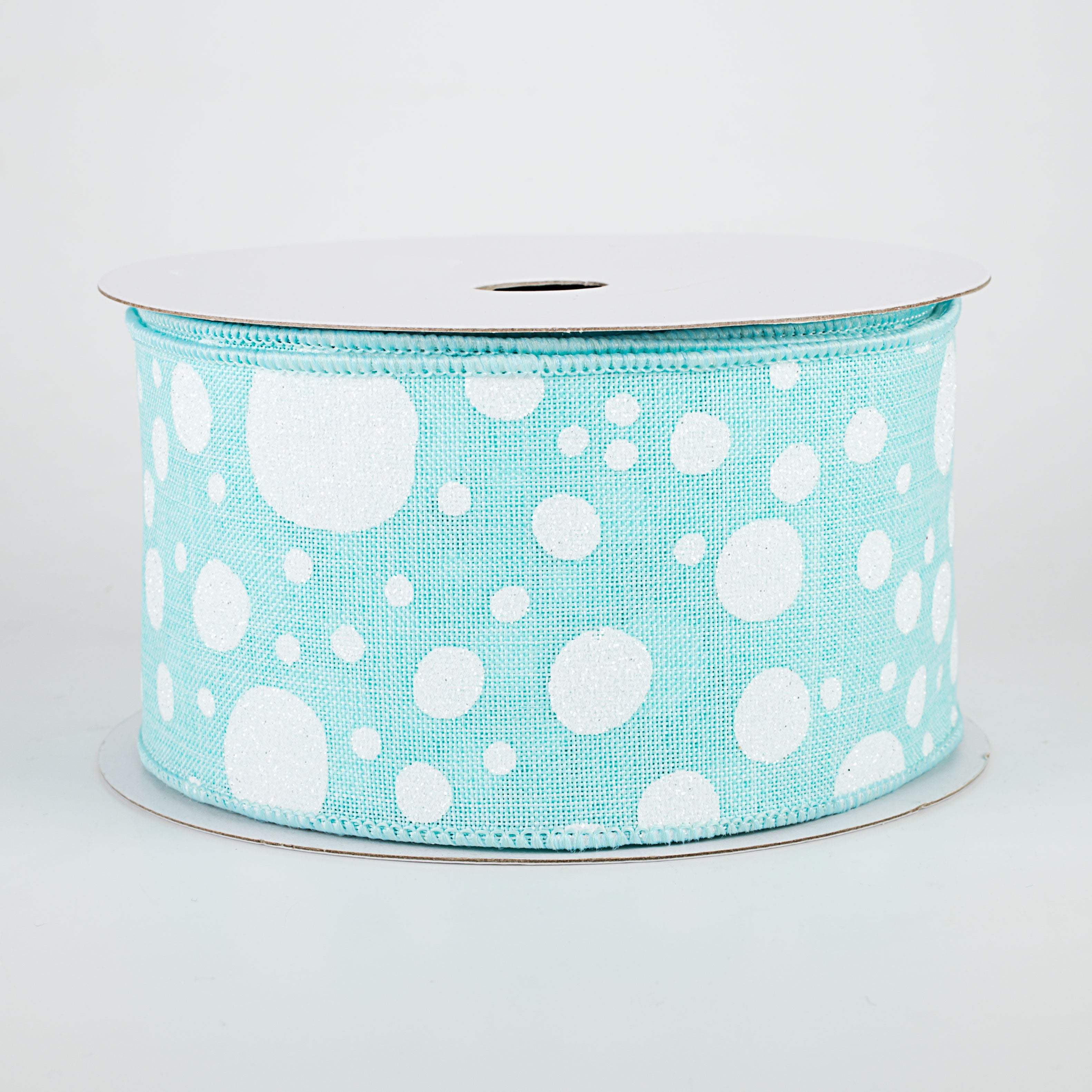 2.5" Irregular Dots Ribbon: Ice Blue (10 Yards)