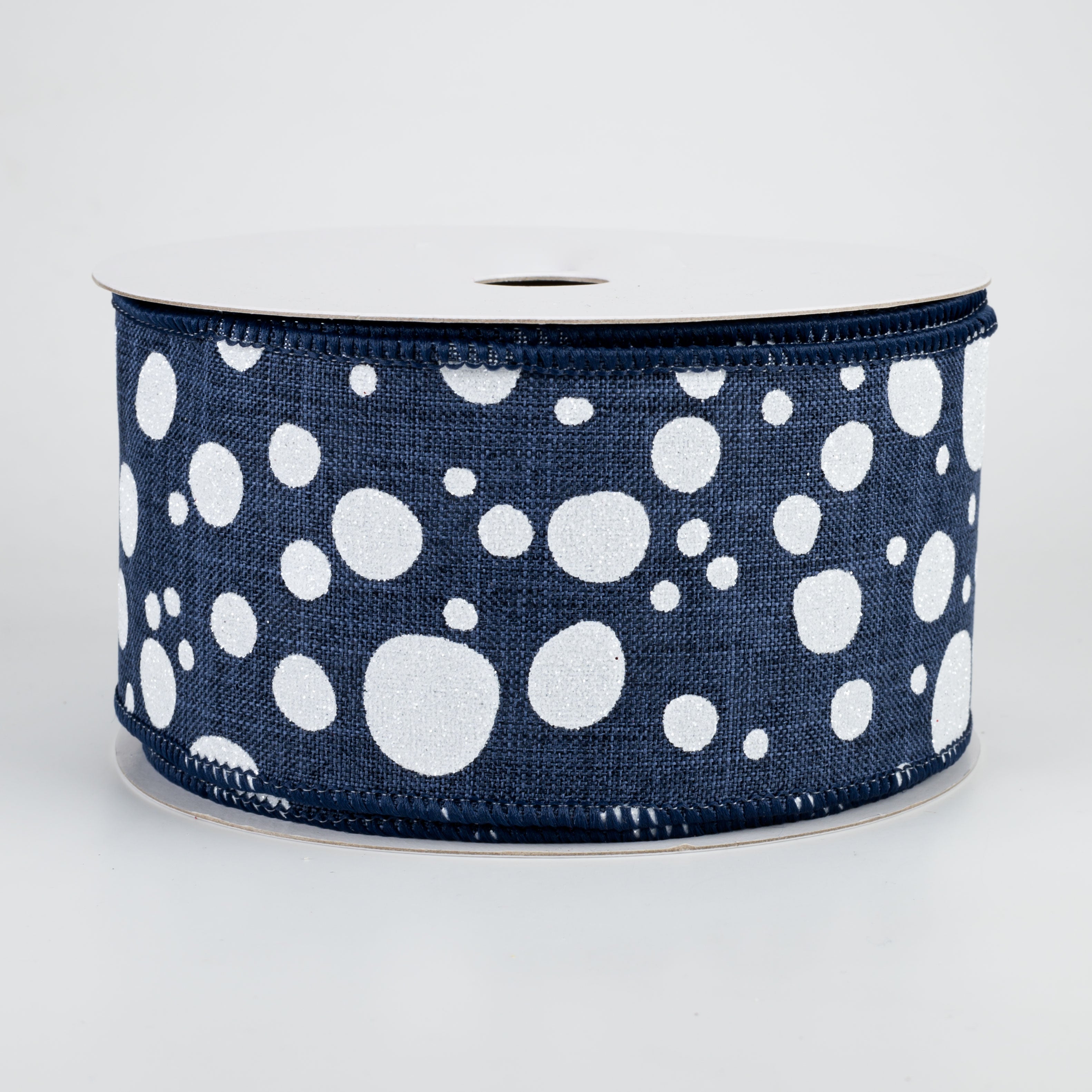 2.5" Irregular Dots Ribbon: Navy (10 Yards)