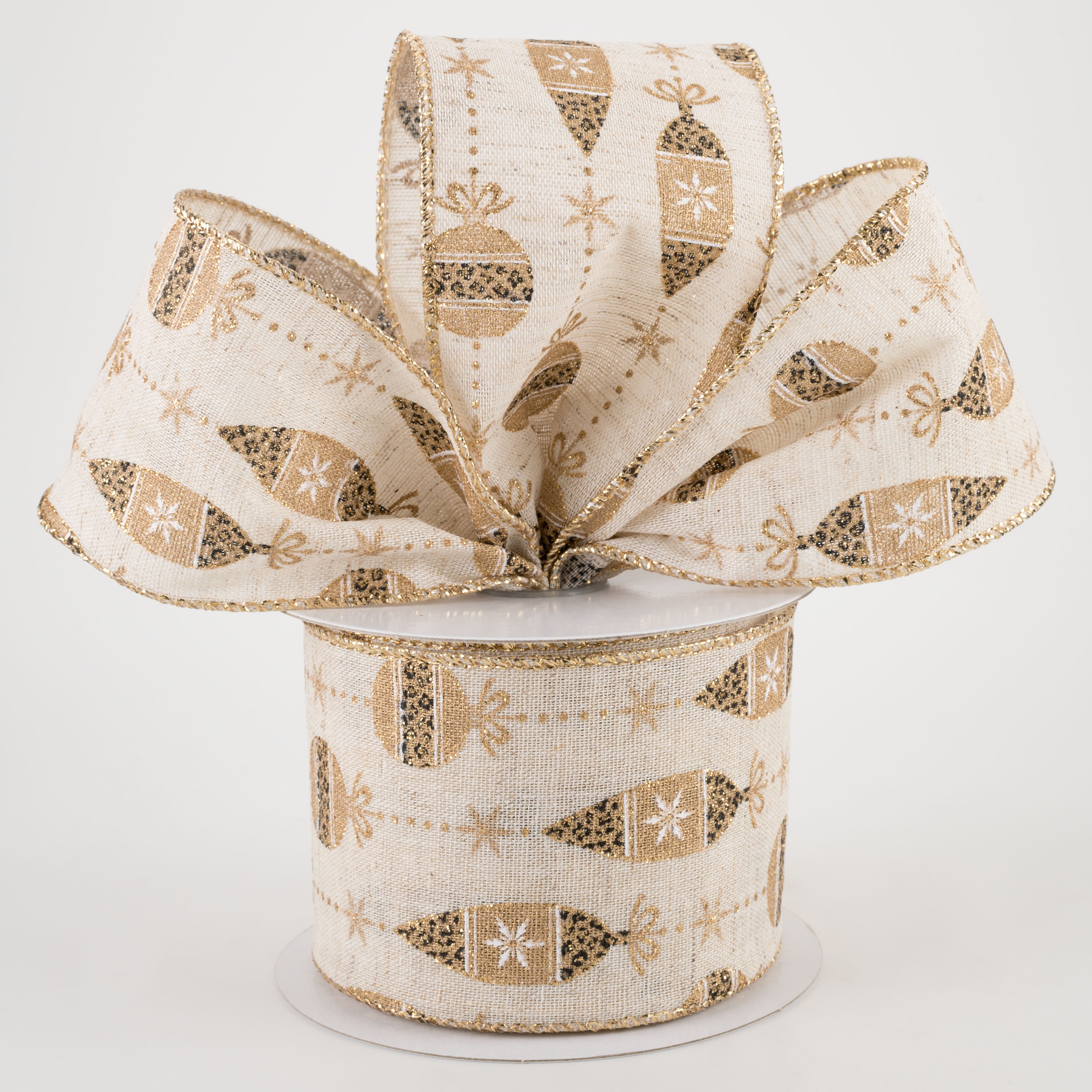 2.5" Ivory Cheetah Print Ornament Ribbon (10 Yards) Lifestyle Photo