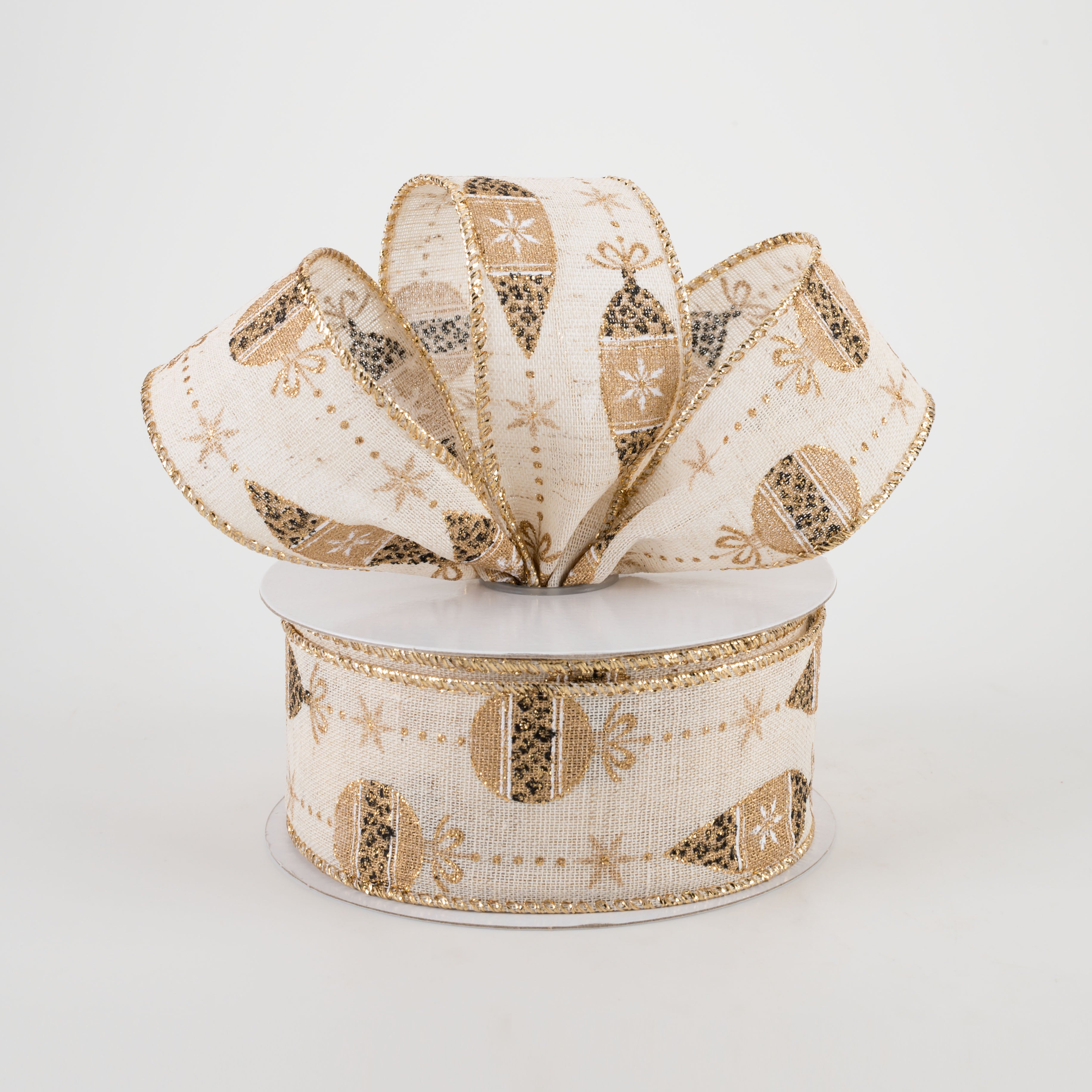 1.5" Ivory Cheetah Print Ornament Ribbon (10 Yards) Lifestyle Photo