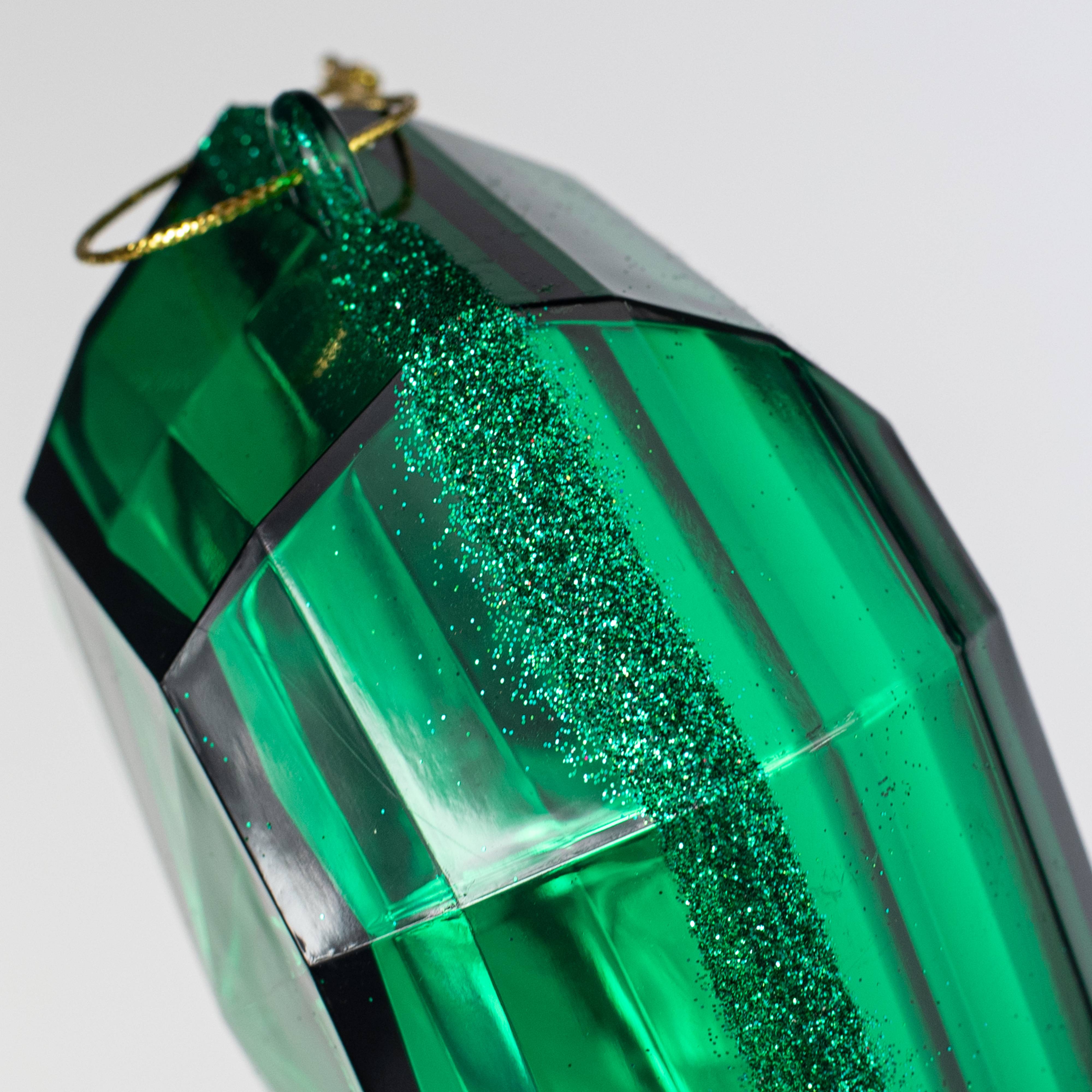 6" Jewel Gem Ornament: Emerald Green detail photo 3