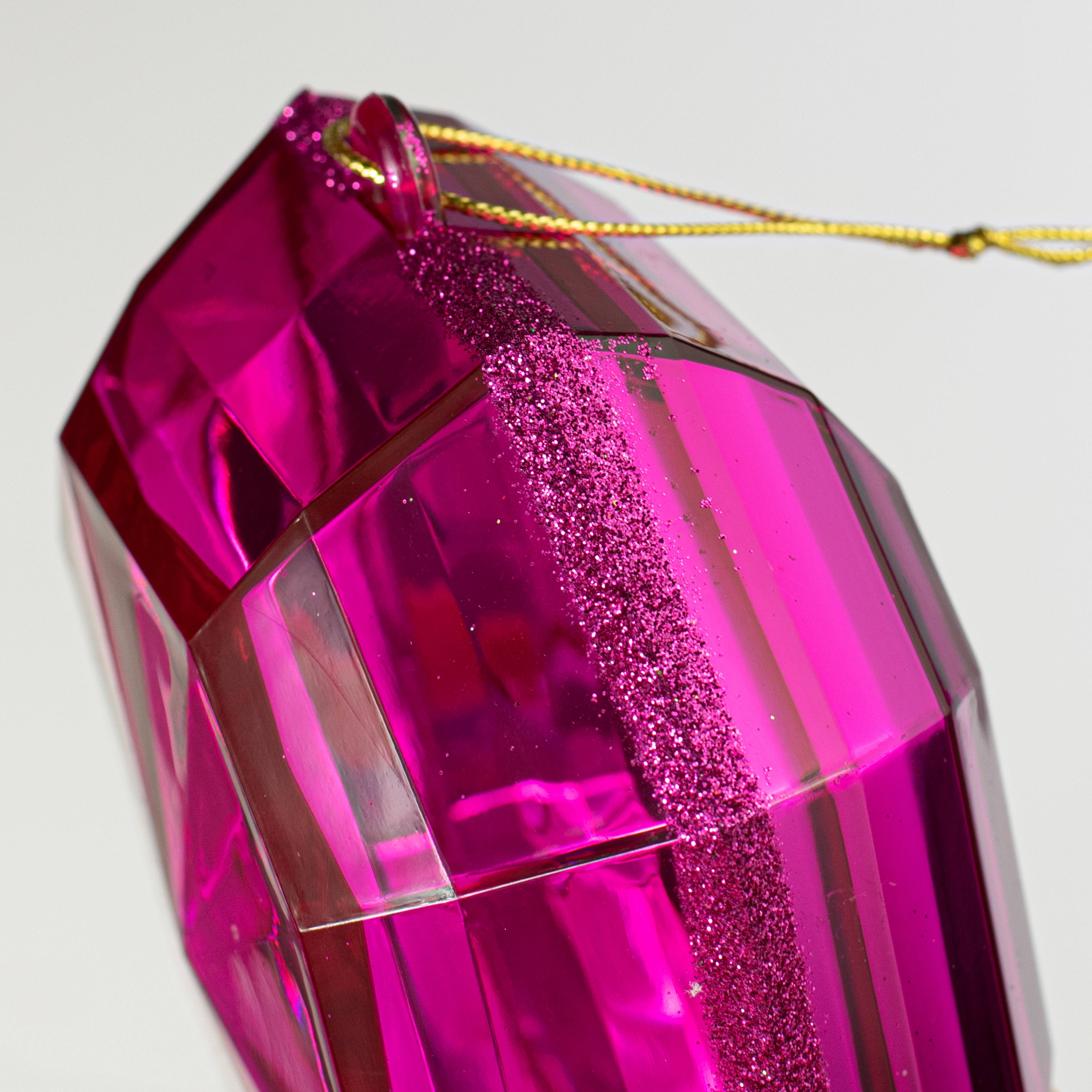 6" Jewel Gem Ornament: Fuchsia Pink detail photo 3