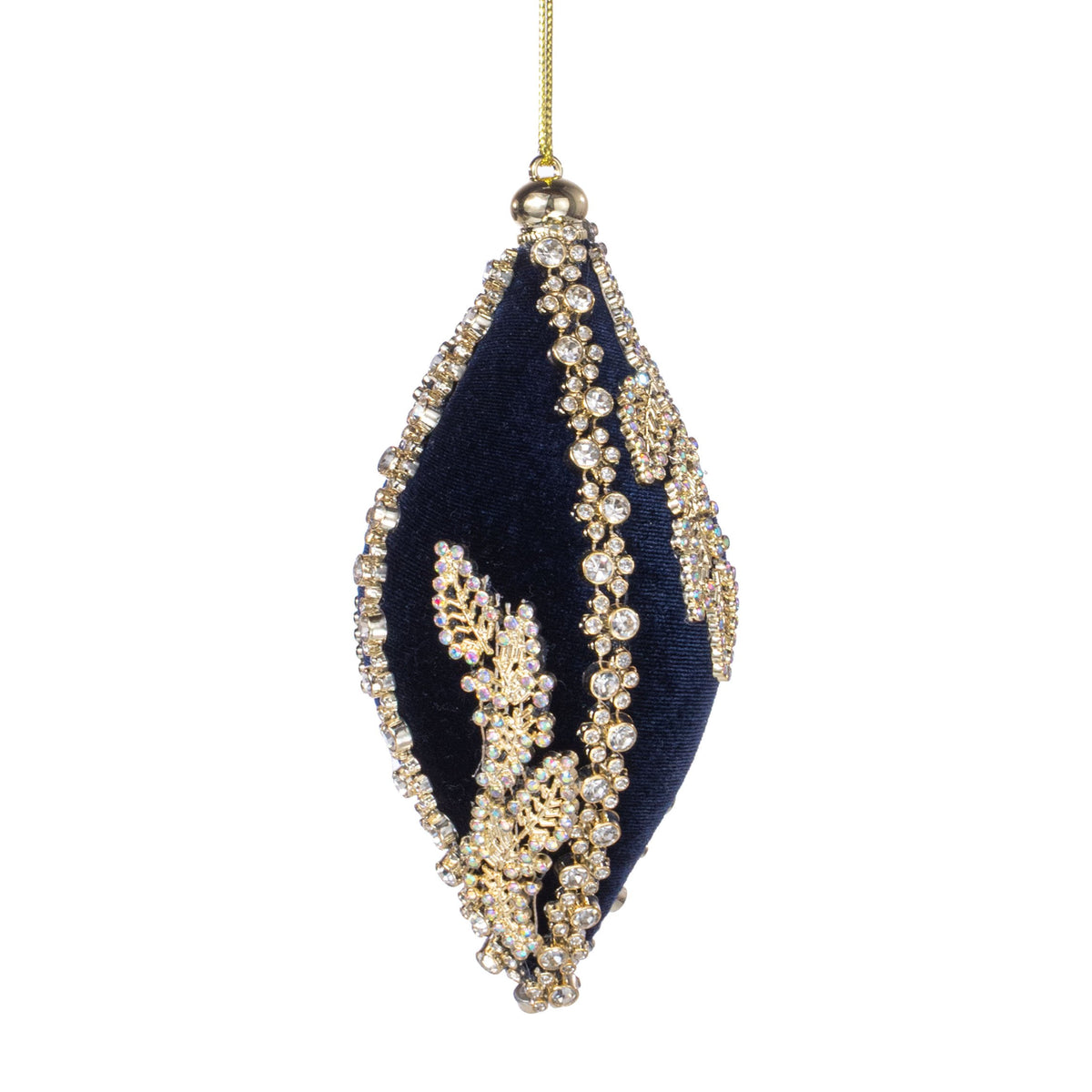 6" Jeweled Diamond Finial Ornament: Dark Blue & Gold Item Number: 2828405BG