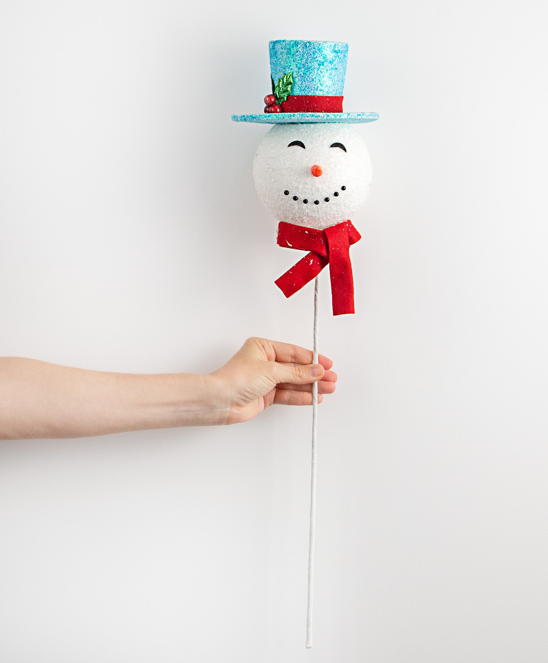 23" Joyful Snowman Head Spray: Blue detail photo 3