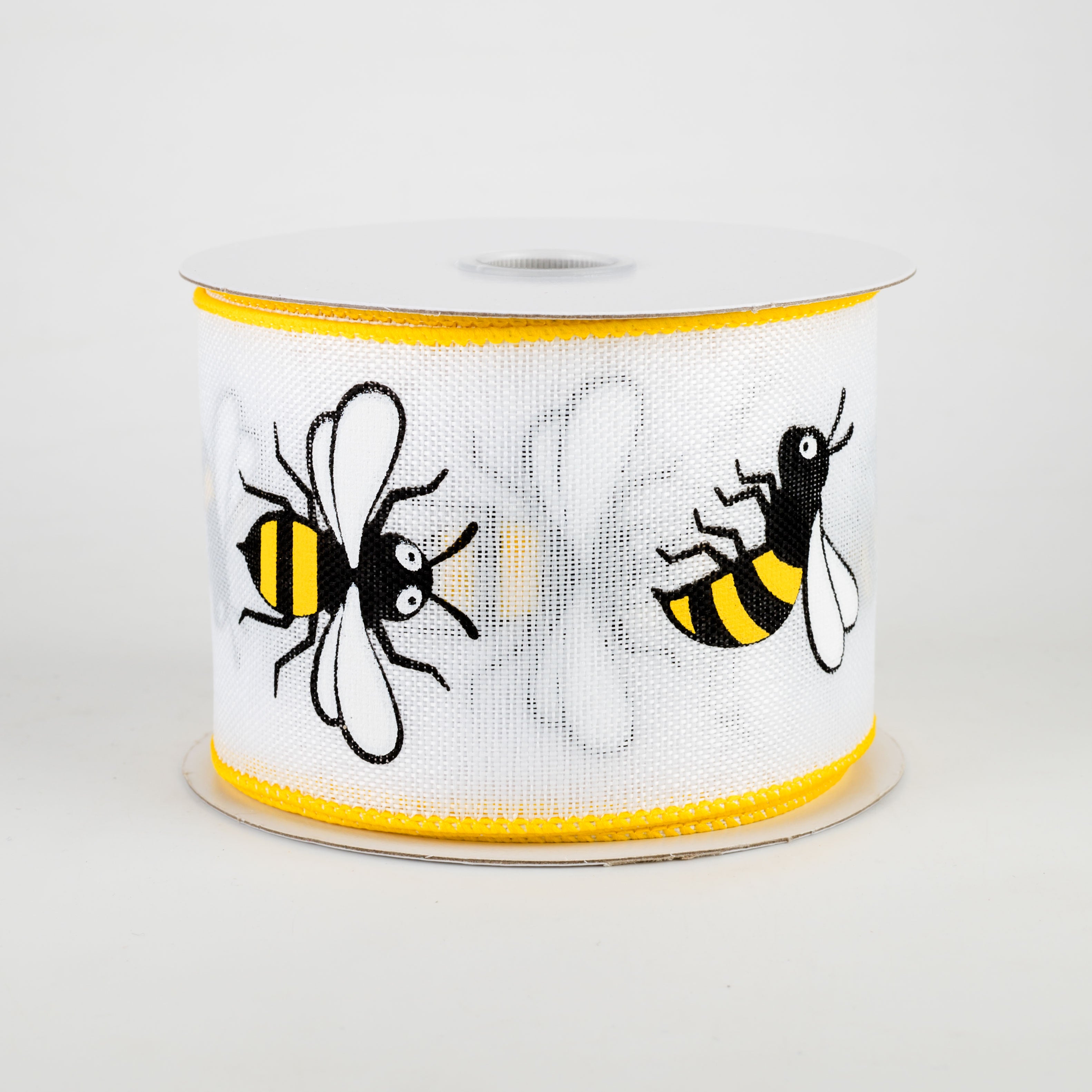 2.5" Jumbo Bumble Bee Ribbon: White (10 Yards)