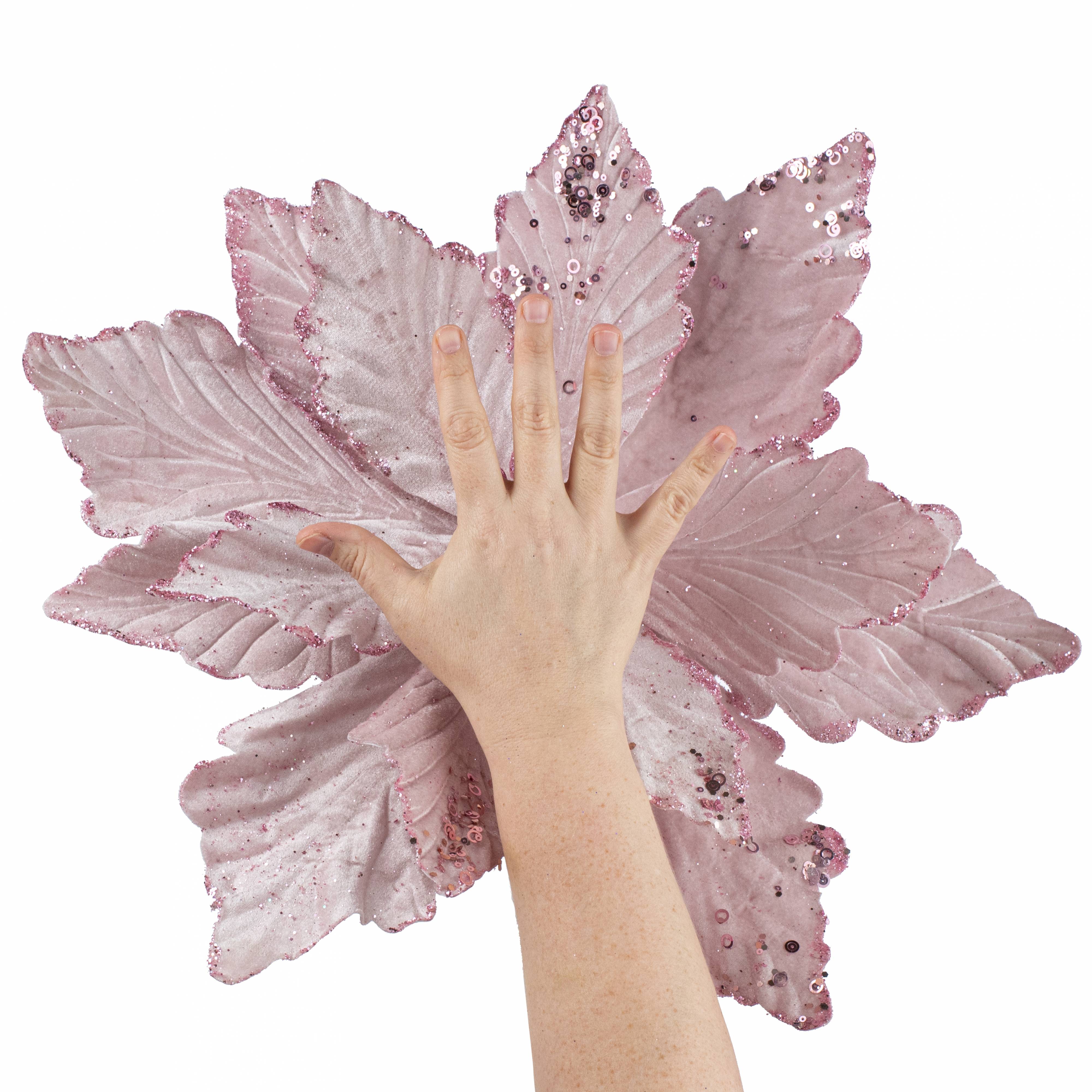 19" x 25" Jumbo Deluxe Velvet Poinsettia Stem: Light Pink Lifestyle Photo