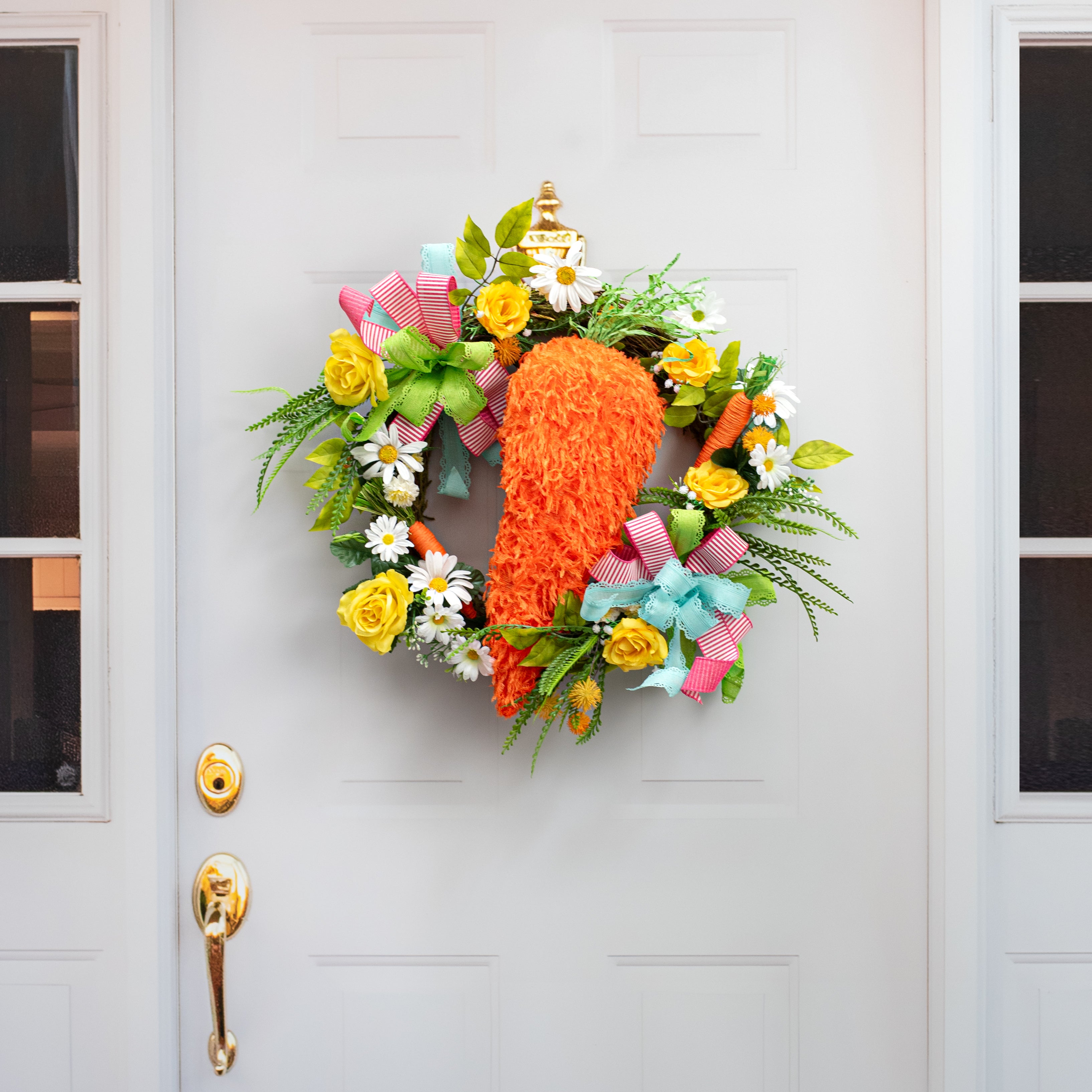 24" Jumbo Furry Fabric Carrot Wreath Accent detail photo 4