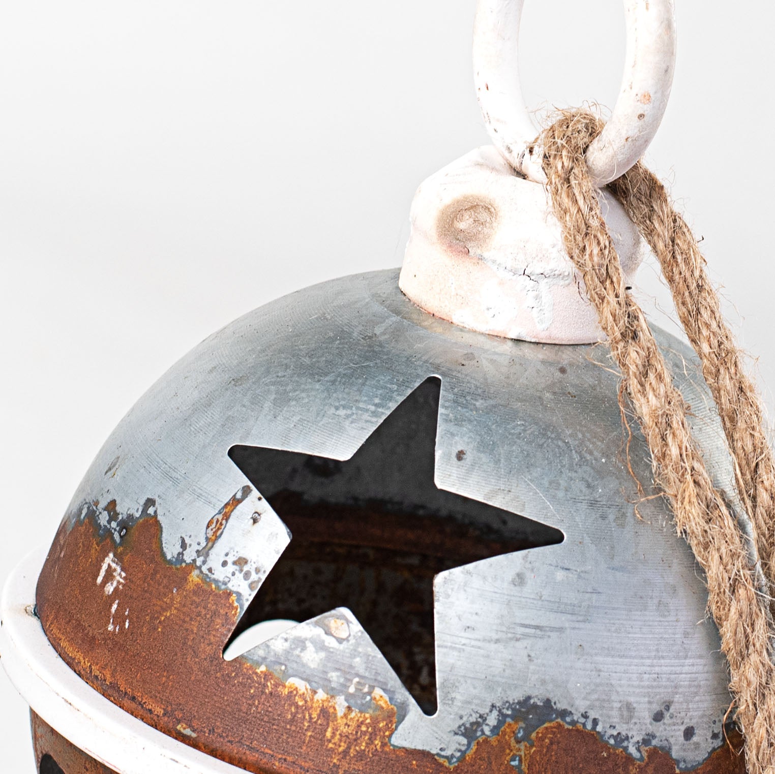 7" Jumbo Jingle Bell: Galvanized, Rust, White detail photo 3