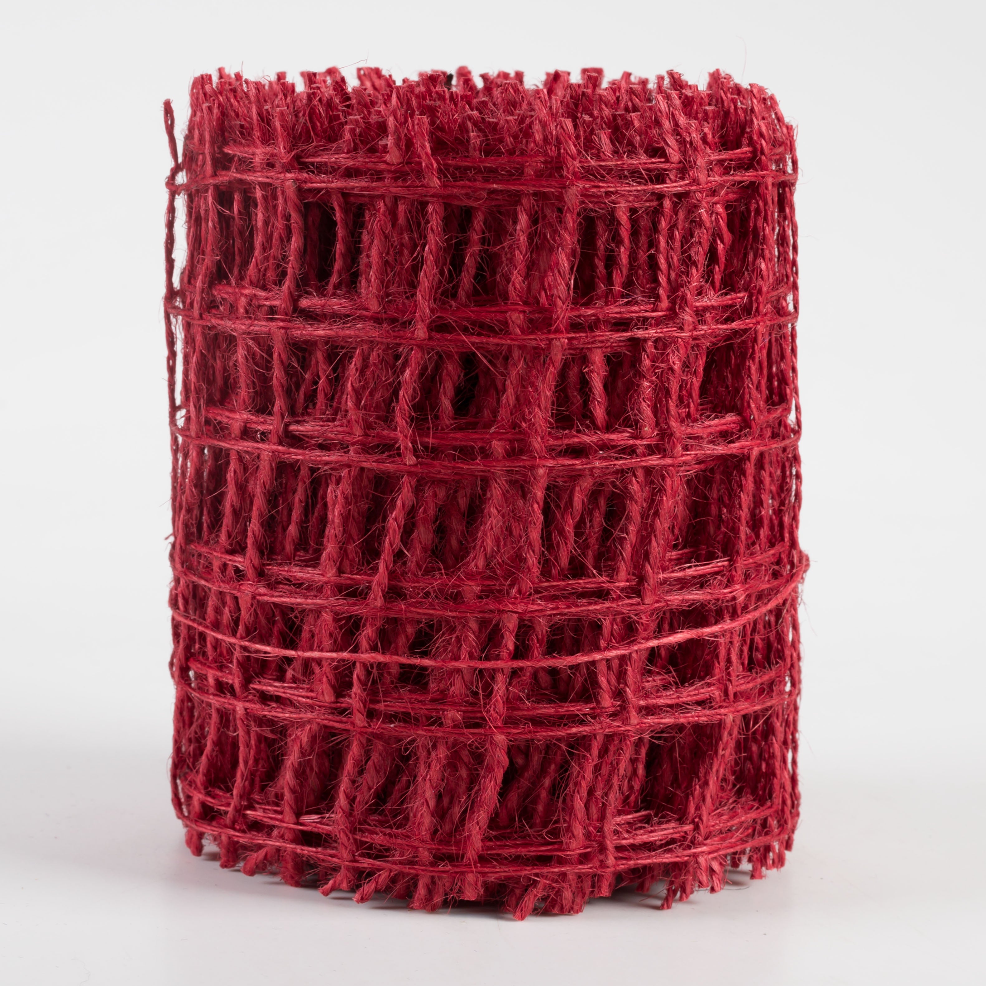4" Jute Check Weave Ribbon: Red (10 Yards)