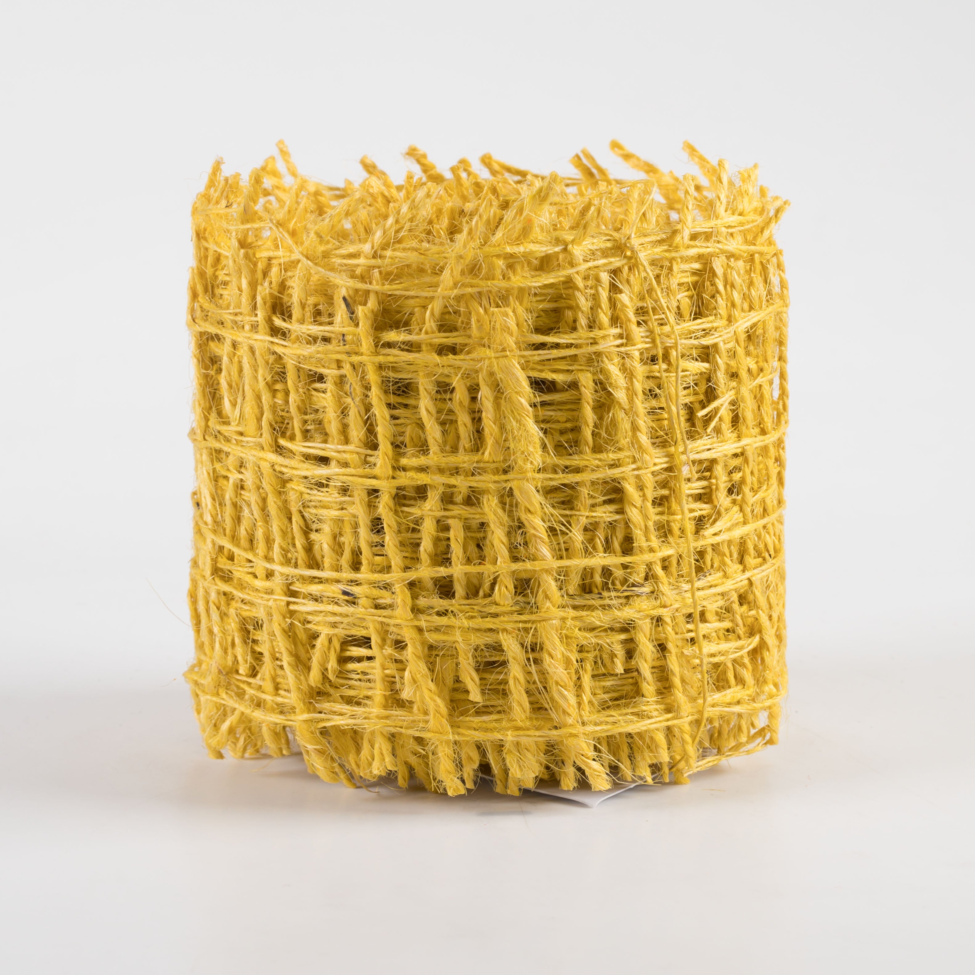 2.5" Jute Check Weave Ribbon: Sun Yellow (10 Yards)