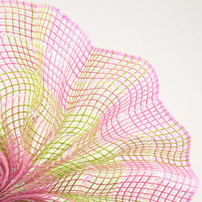 10" Jute Iridescent Plaid Mesh: Light Pink, Spring Green, White Lifestyle Photo