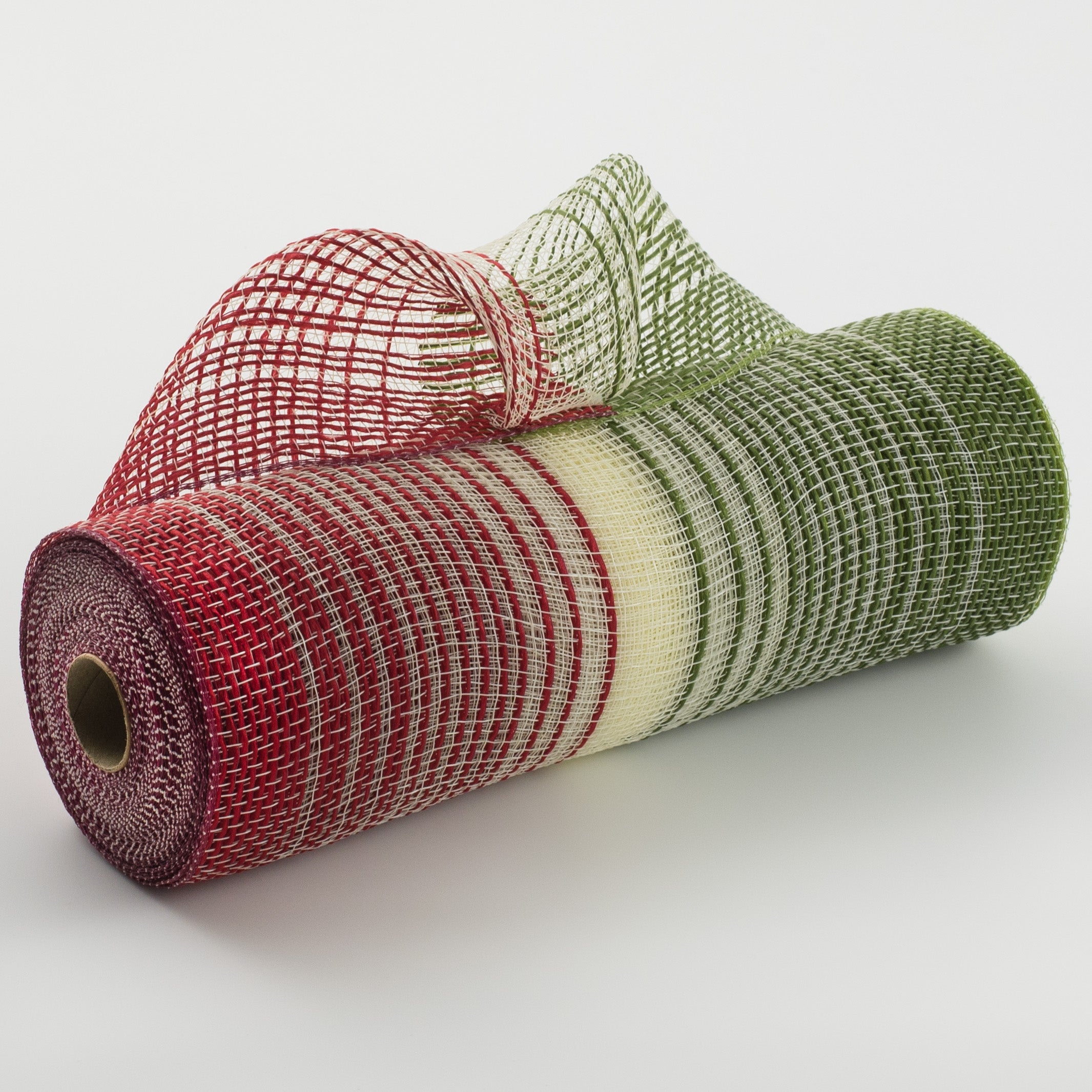 10" Jute Ombré Deco Mesh: Red, Cream & Moss Item Number: XB108310-08