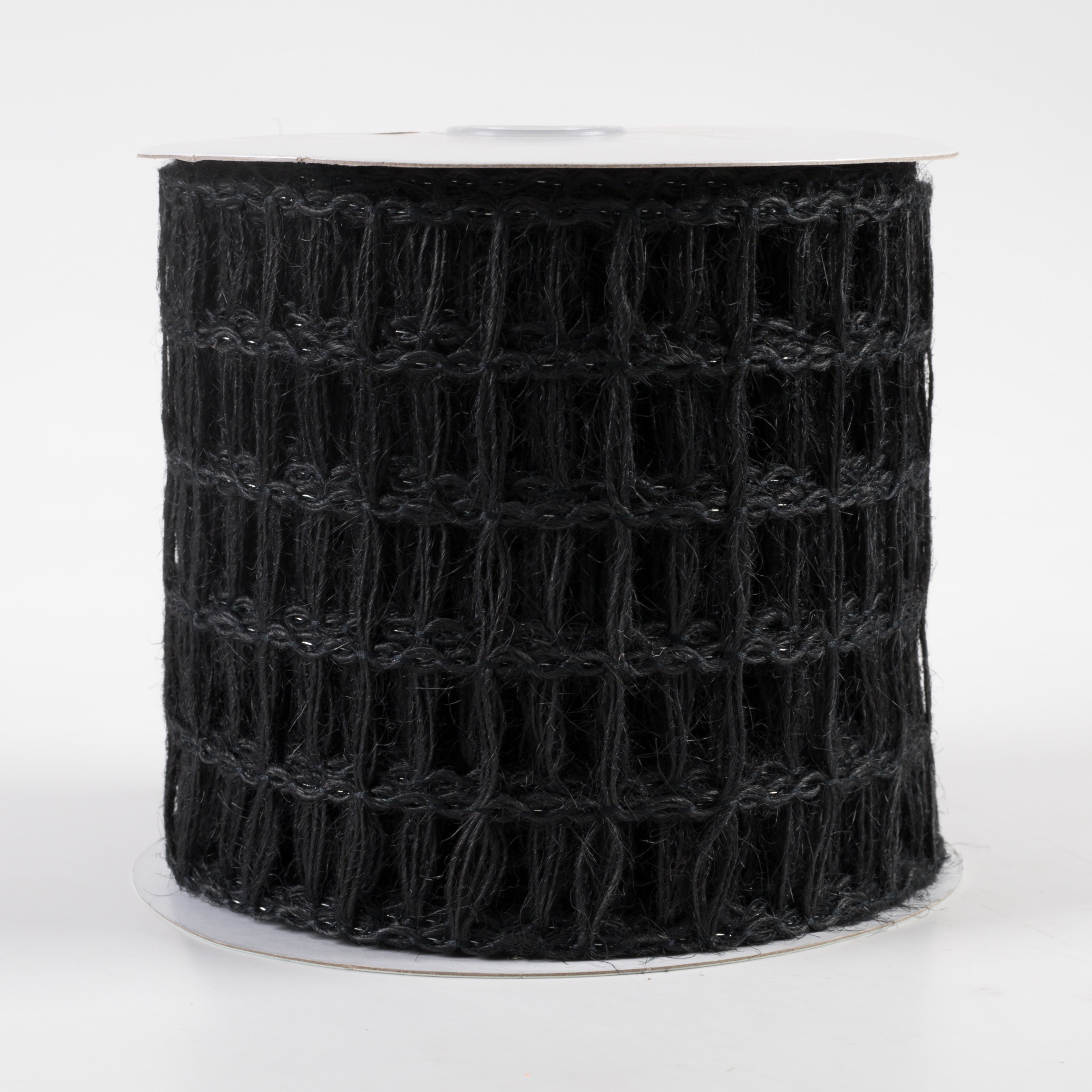 4" Jute Window Pane Mesh Ribbon: Black (10 Yards)