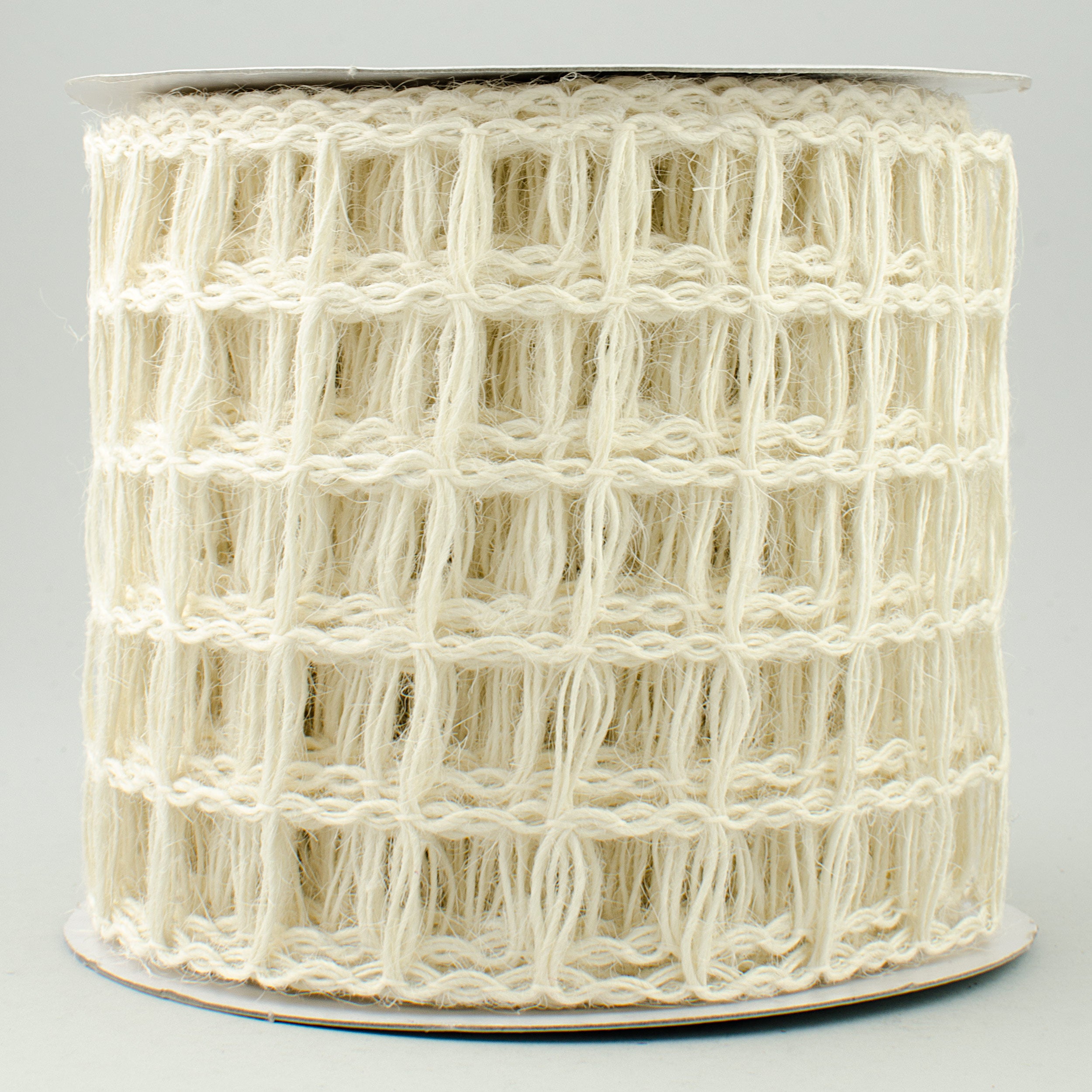 4" Jute Window Pane Mesh Ribbon: Cream