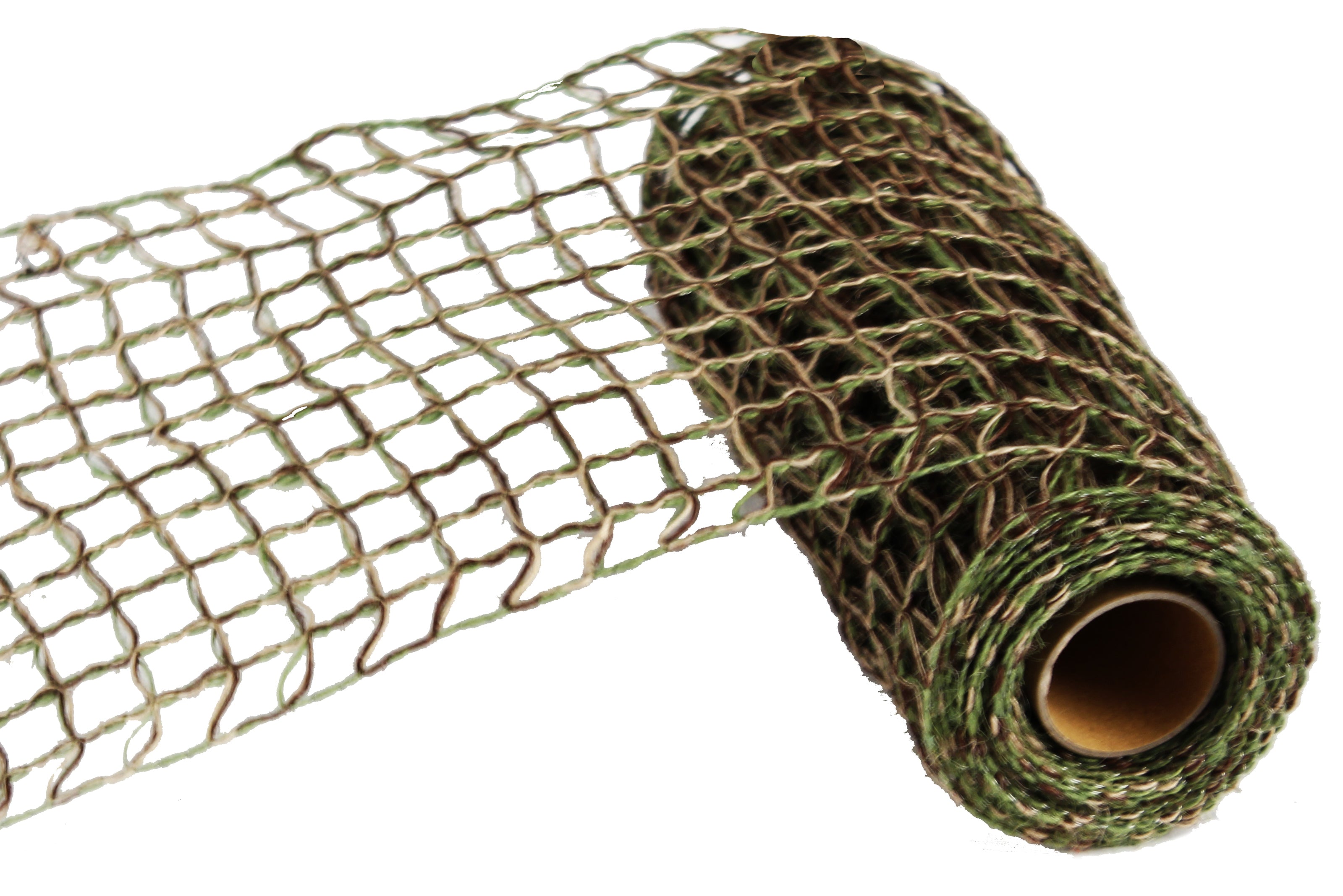 8.5" Jute Window Pane Mesh Ribbon: Moss/Brown/Natural (5 Yards)