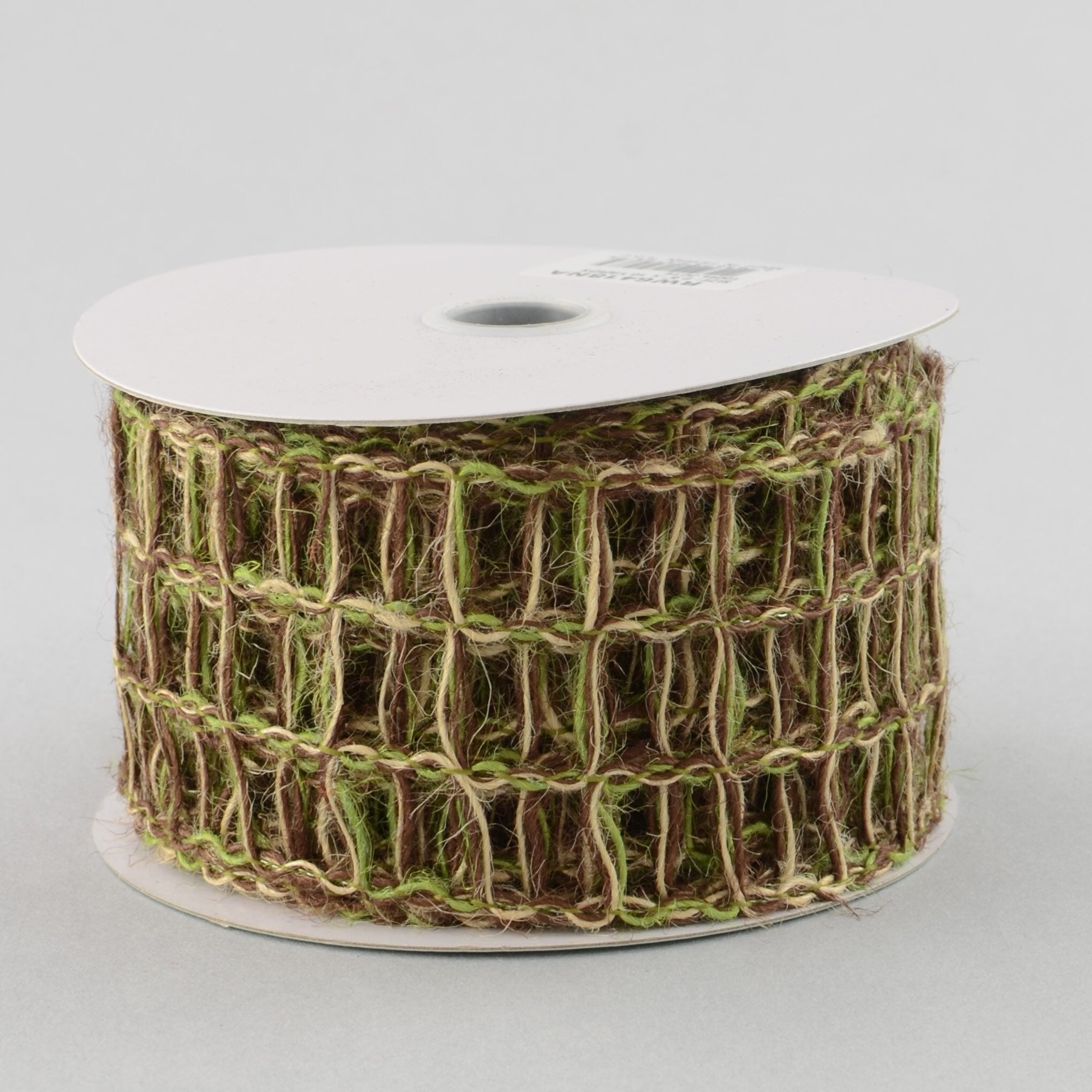 2.5" Jute Window Pane Mesh Ribbon: Moss/Brown/Natural (10 Yards)