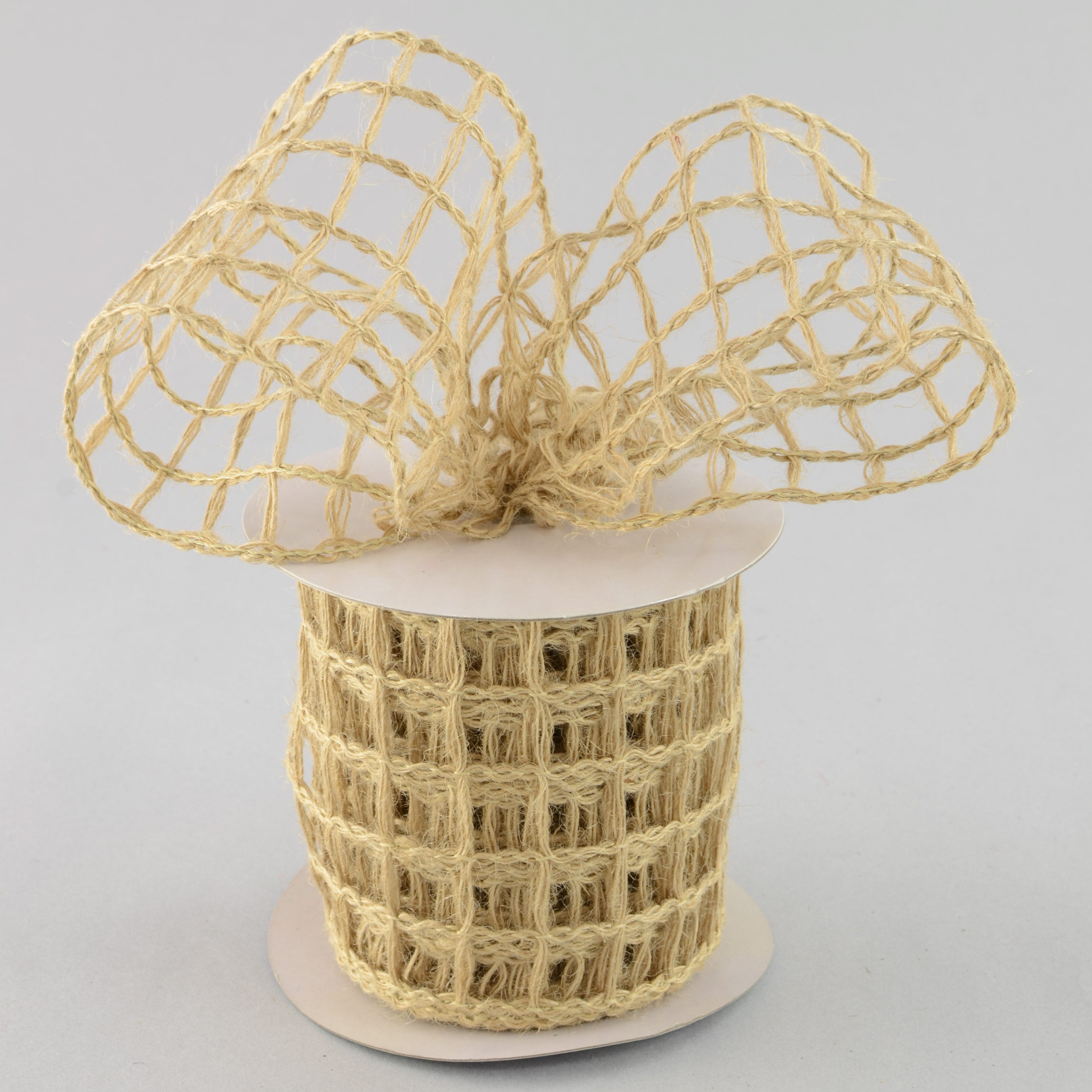 4" Jute Window Pane Mesh Ribbon: Natural (10 Yards) Lifestyle Photo