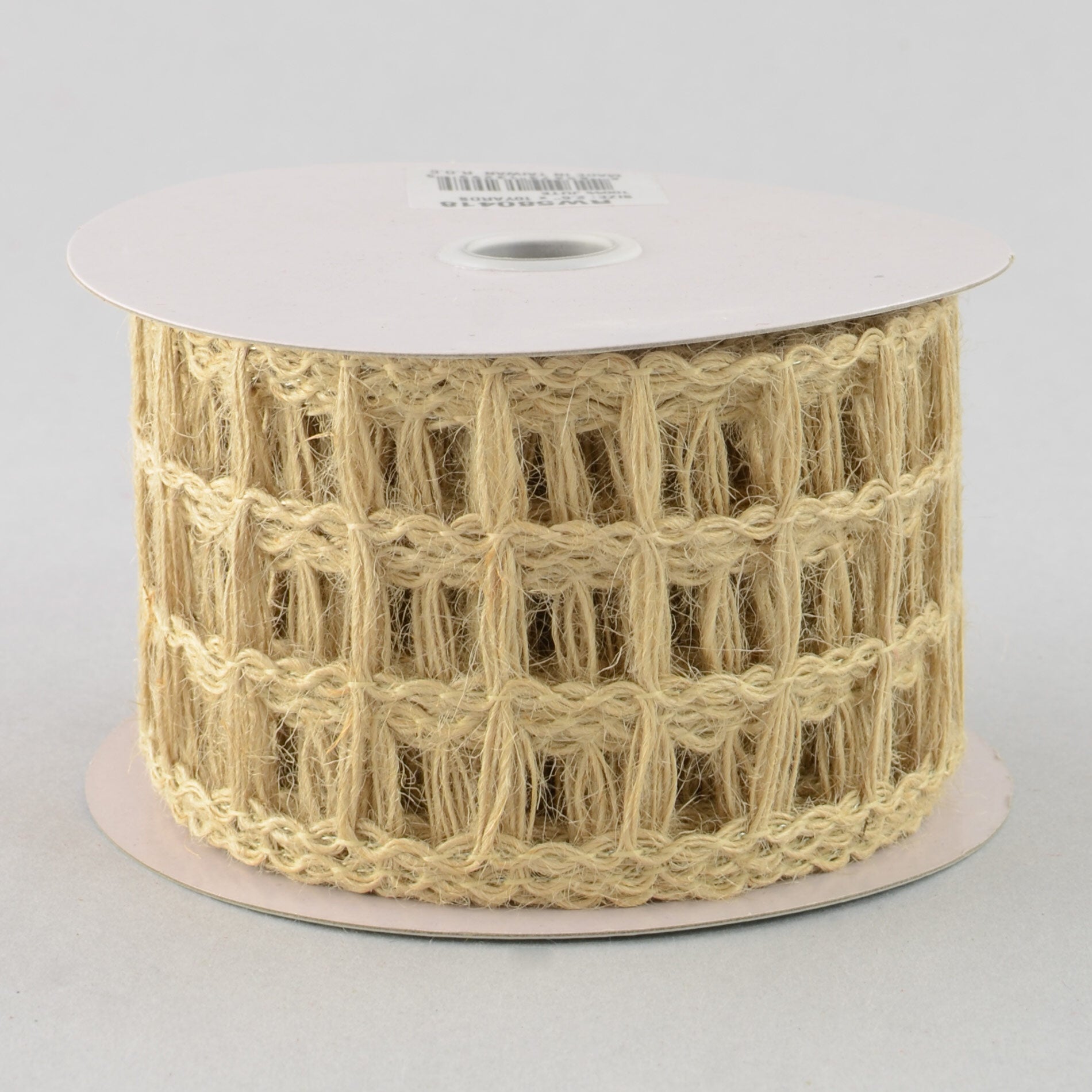 2.5" Jute Window Pane Mesh Ribbon: Natural (10 Yards)