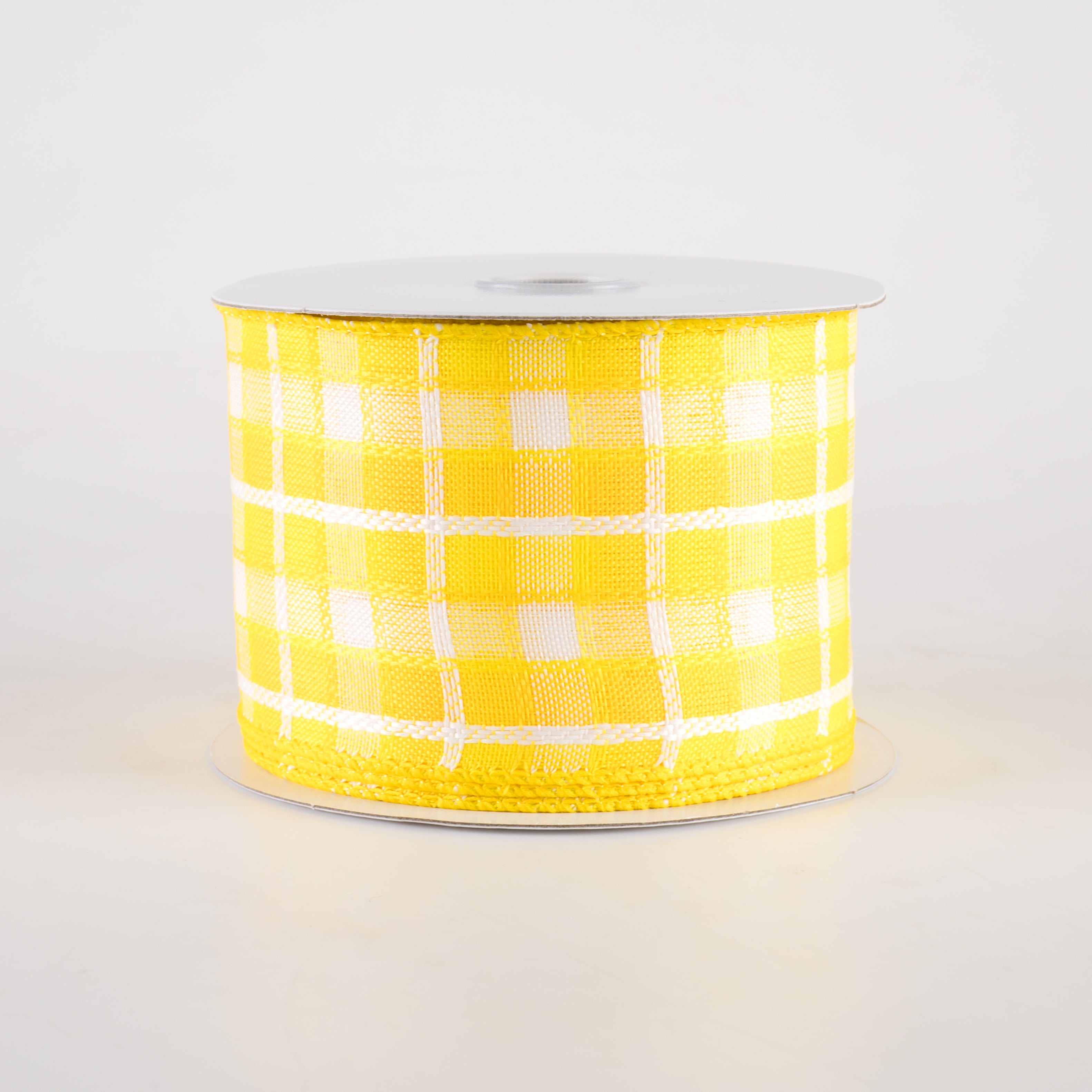2.5" Kentini Plaid Ribbon: Yellow & White (10 Yards) Item Number: 42418-40-22