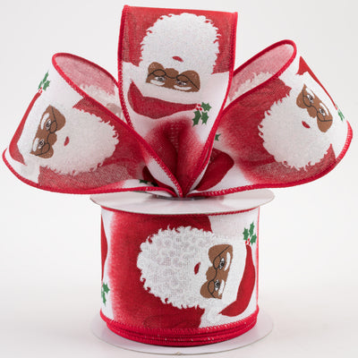 2.5" Kind Santa Face Ribbon: Brown, Red, Green (10 Yards) Lifestyle Photo
