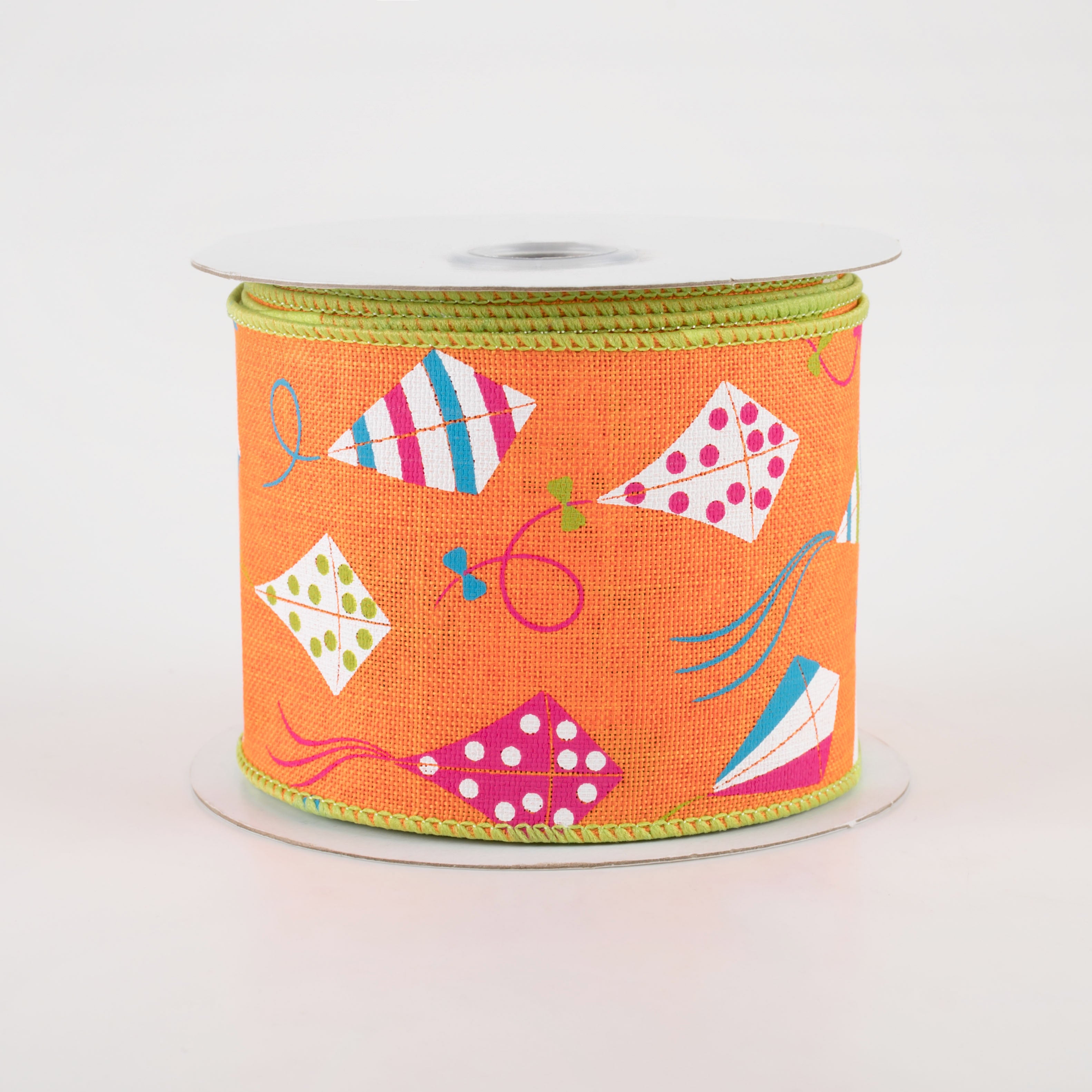 2.5" Kites Ribbon: Orange, Lime, Fuchsia, Turquoise (10 Yards)