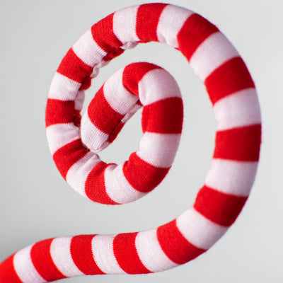 30" Knit Fabric Peppermint Spiral Curly Spray: Red & White Lifestyle Photo