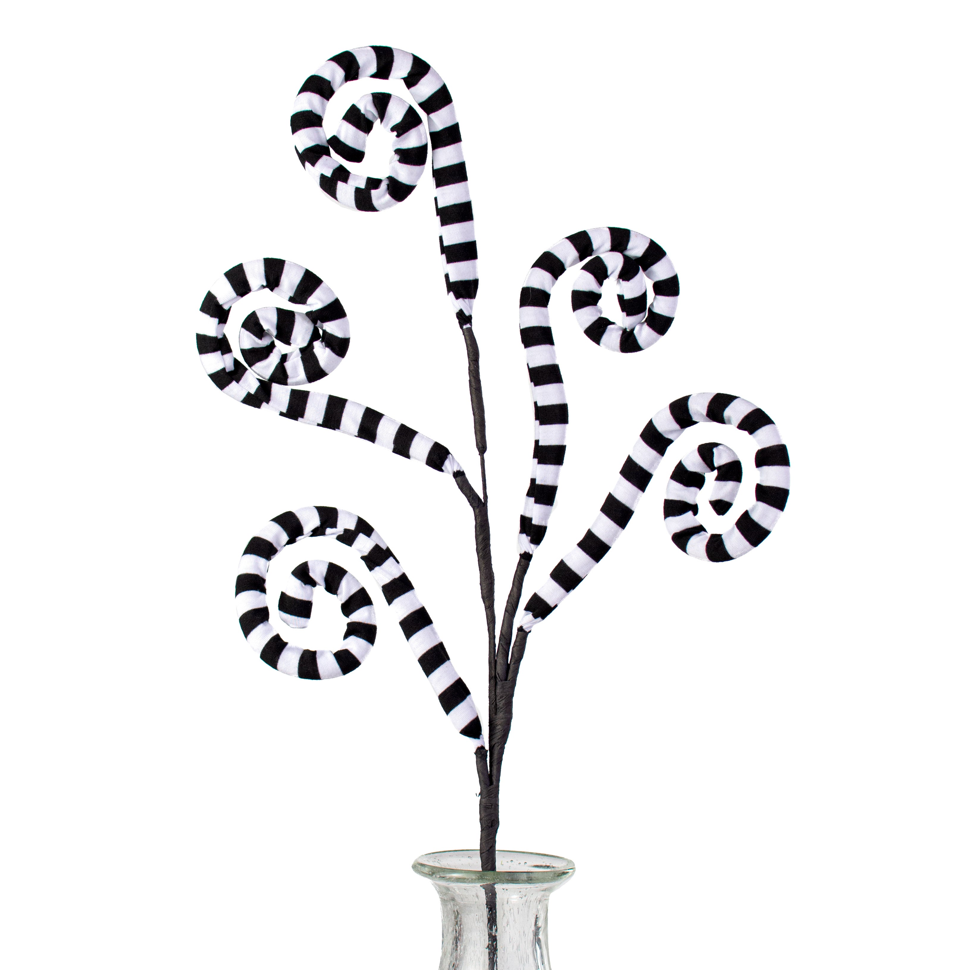 30" Knit Fabric Stripe Spiral Curly Spray: Black & White Item Number: 56533BKWT
