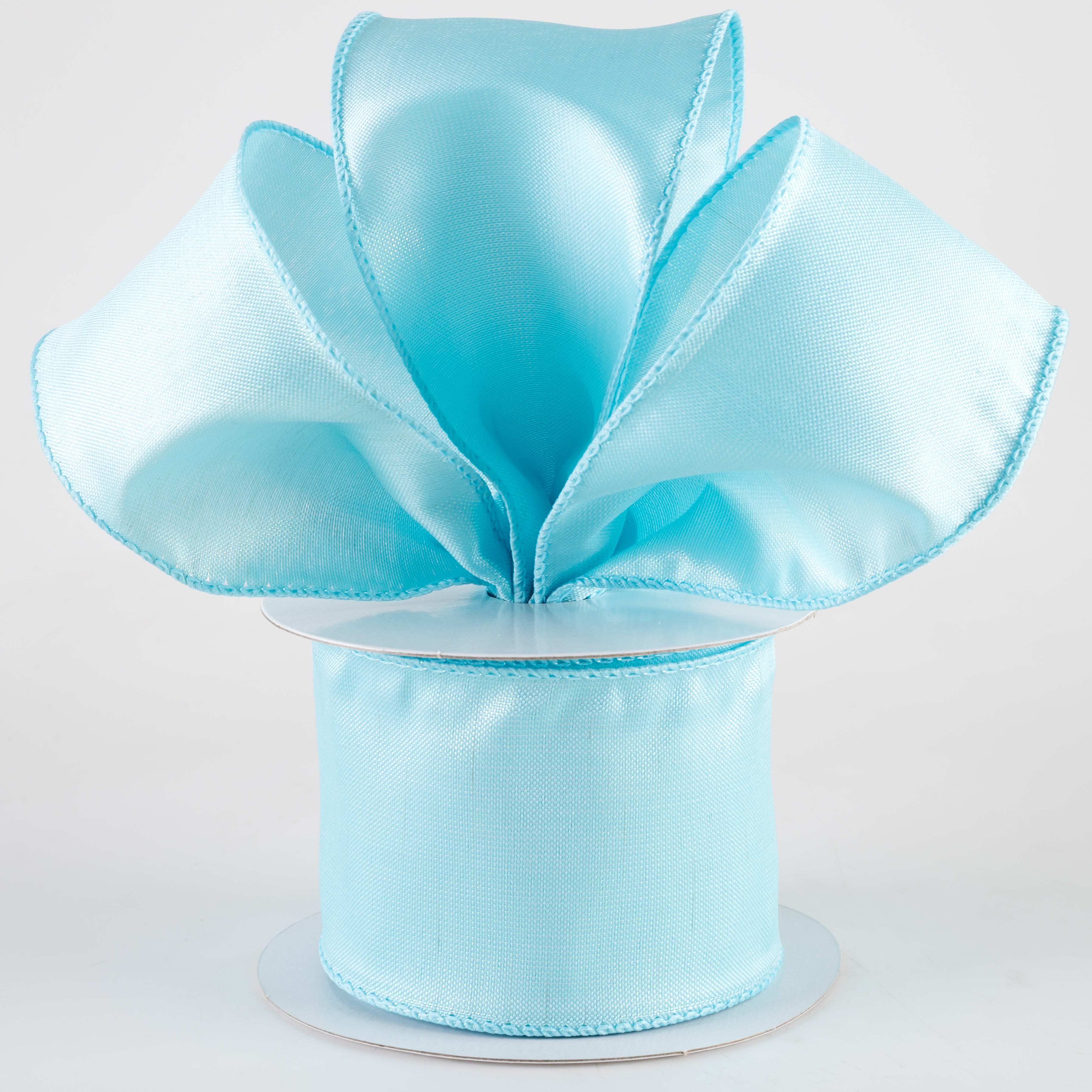 2.5" Lala Iridescent Solid Ribbon: Aqua Blue (10 Yards) detail photo 3