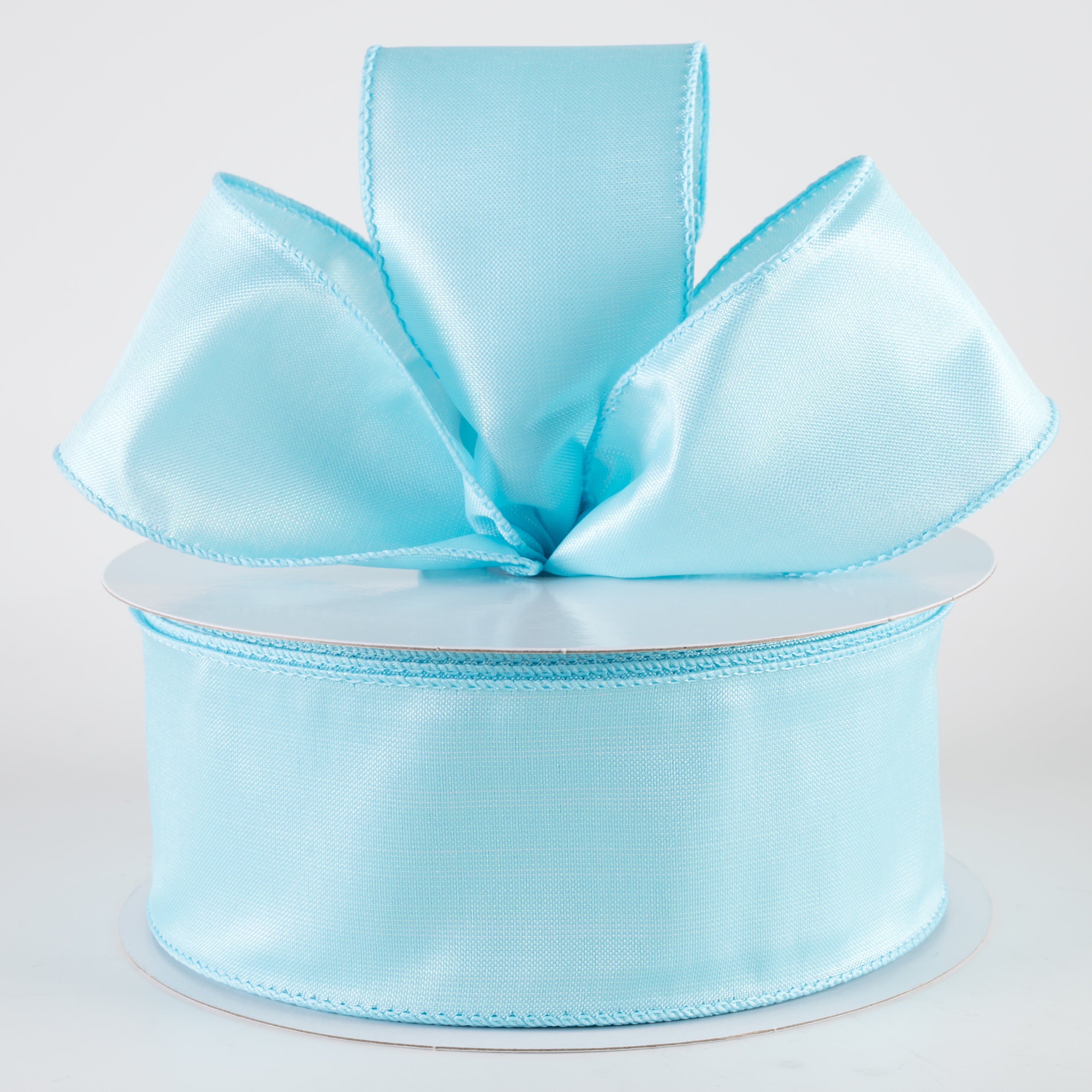 2.5" Lala Iridescent Solid Ribbon: Aqua Blue (50 Yards) detail photo 3