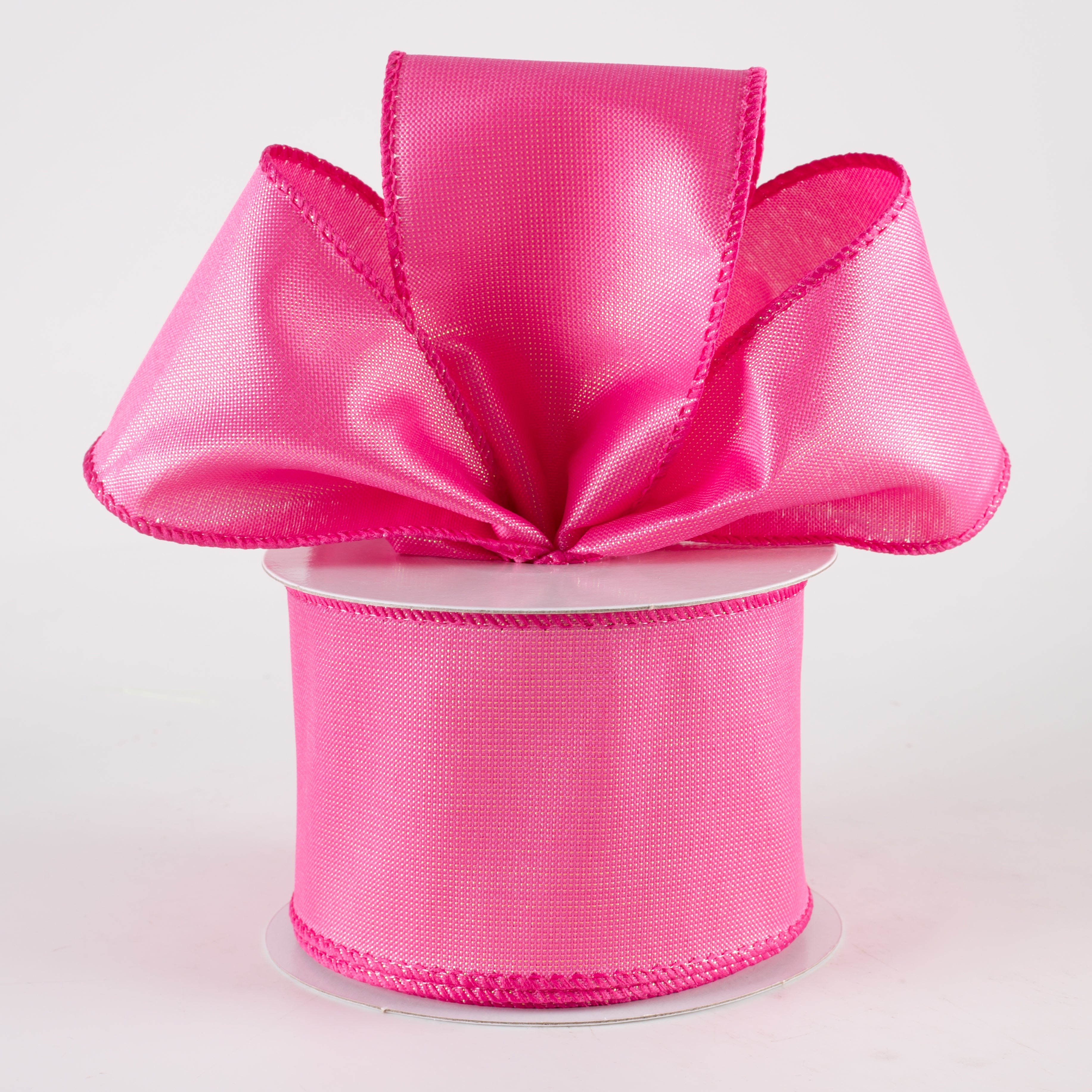 2.5" Lala Iridescent Solid Ribbon: Fuchsia Pink (10 Yards) detail photo 3