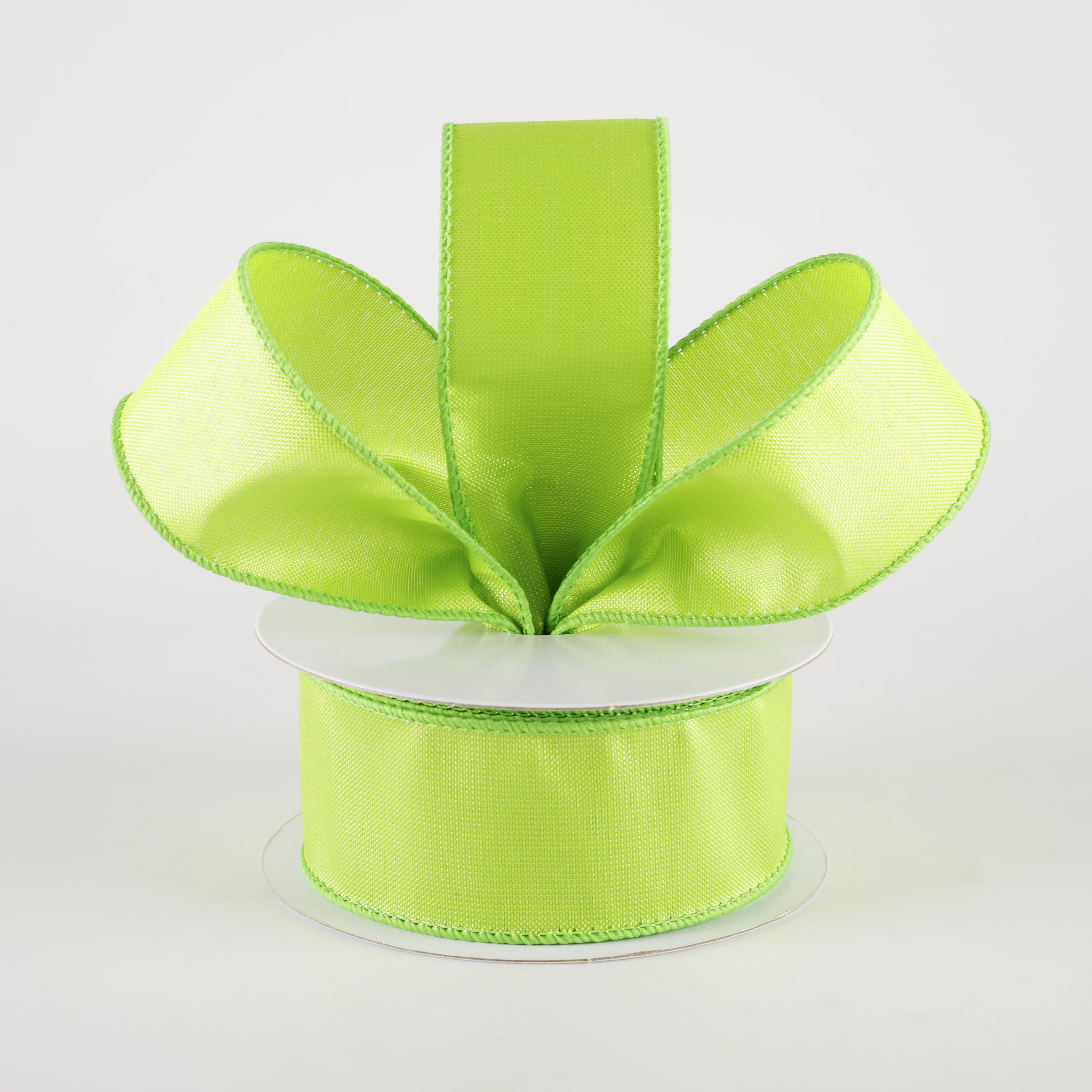 1.5" Lala Iridescent Solid Ribbon: Lime Green (10 Yards) detail photo 3