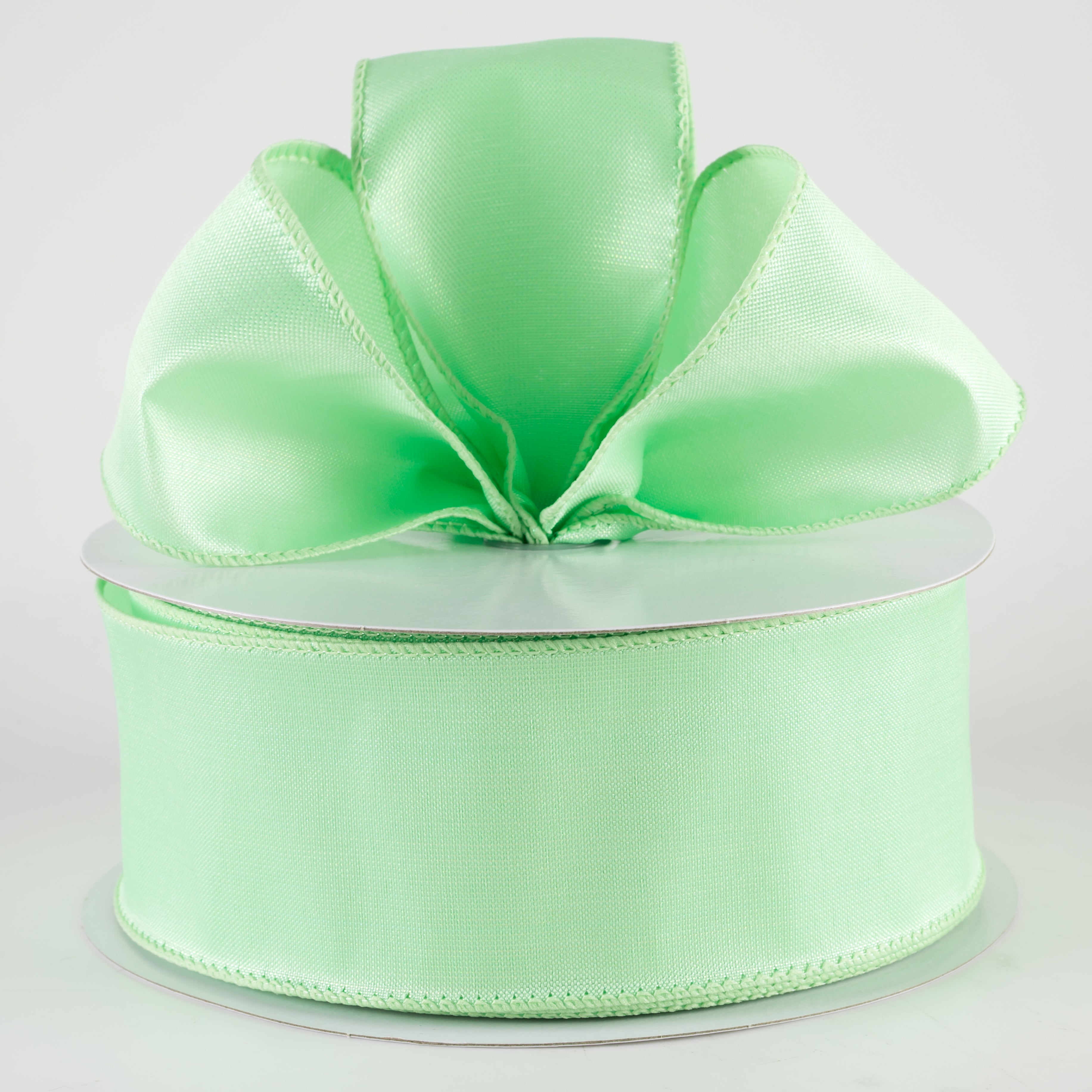 2.5" Lala Iridescent Solid Ribbon: Mint Green (50 Yards) detail photo 3