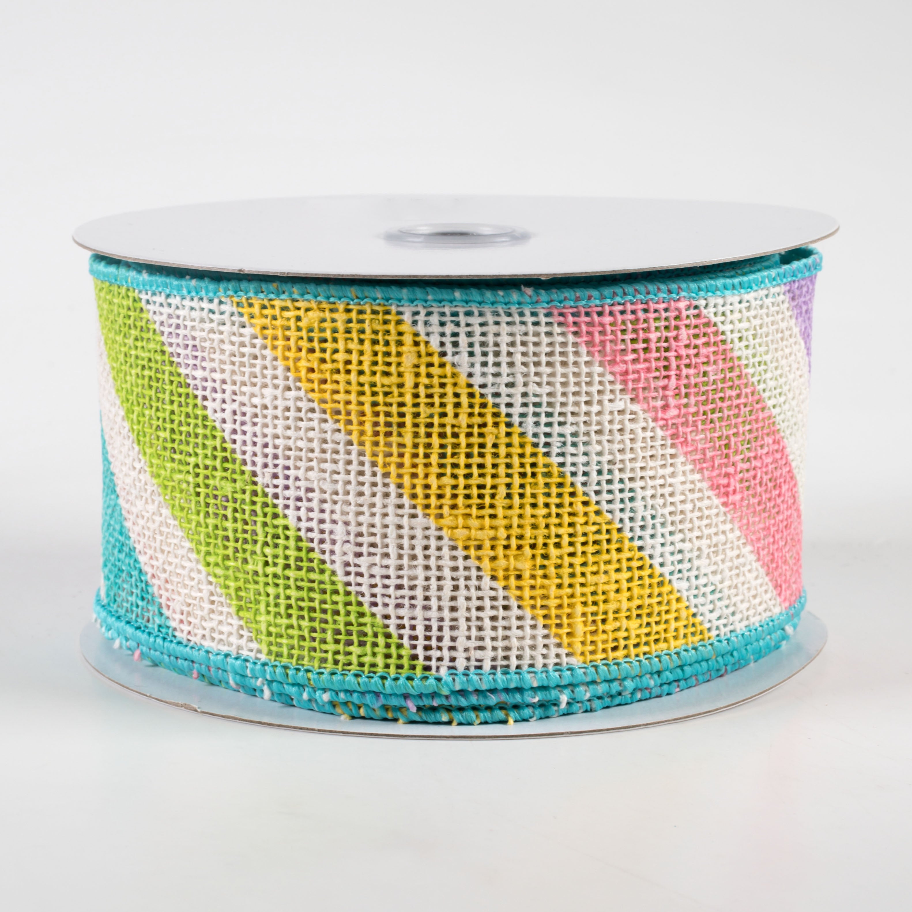 2.5" Large Diagonal Stripe Ribbon: Pastels (10 Yards)