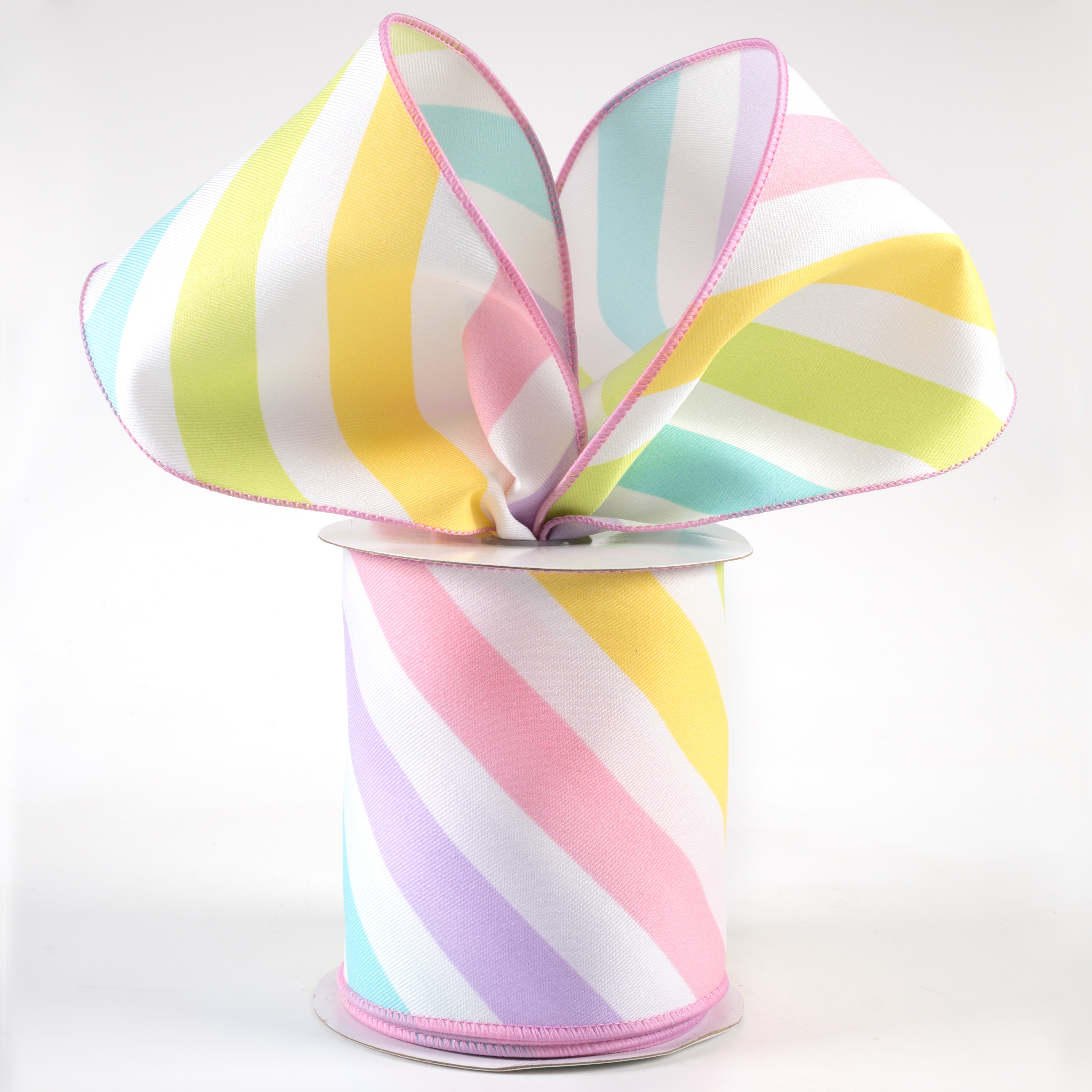 4" Large Diagonal Stripe Ribbon: Pastels (10 Yards) Lifestyle Photo