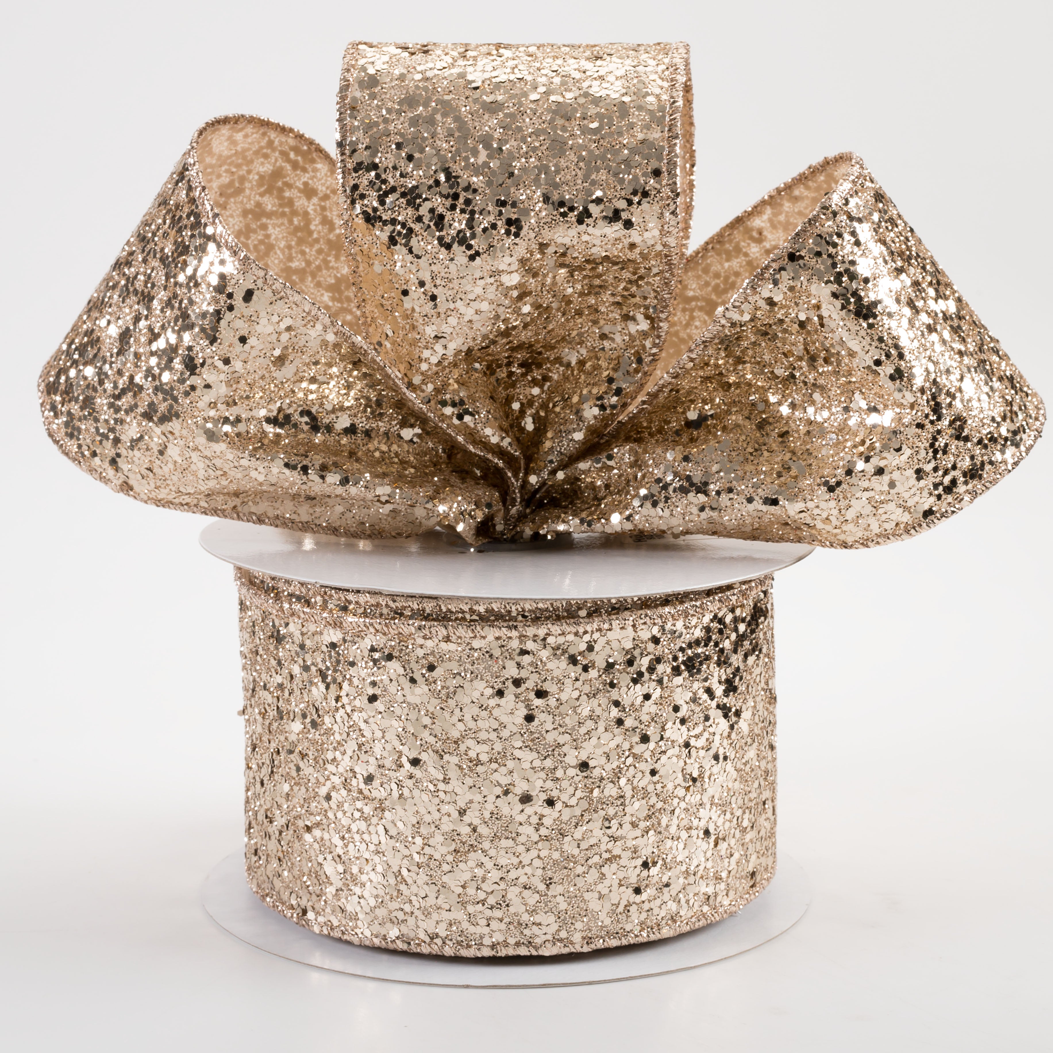 2.5" Large Glitter Ribbon: Champagne (10 Yards) Lifestyle Photo